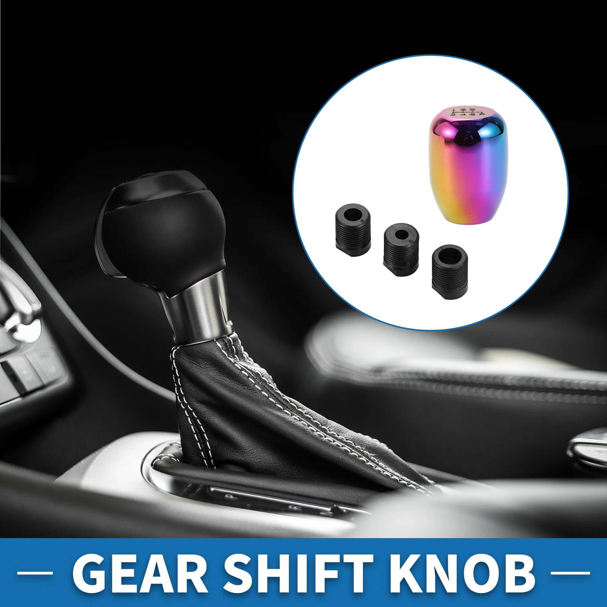 Universal Shift Knob 5.4cm Gear Shifter Knob with 3 Adapter for 6 Speed Manual Transmission Vehicle Aluminum Alloy Multicolor - Image 3