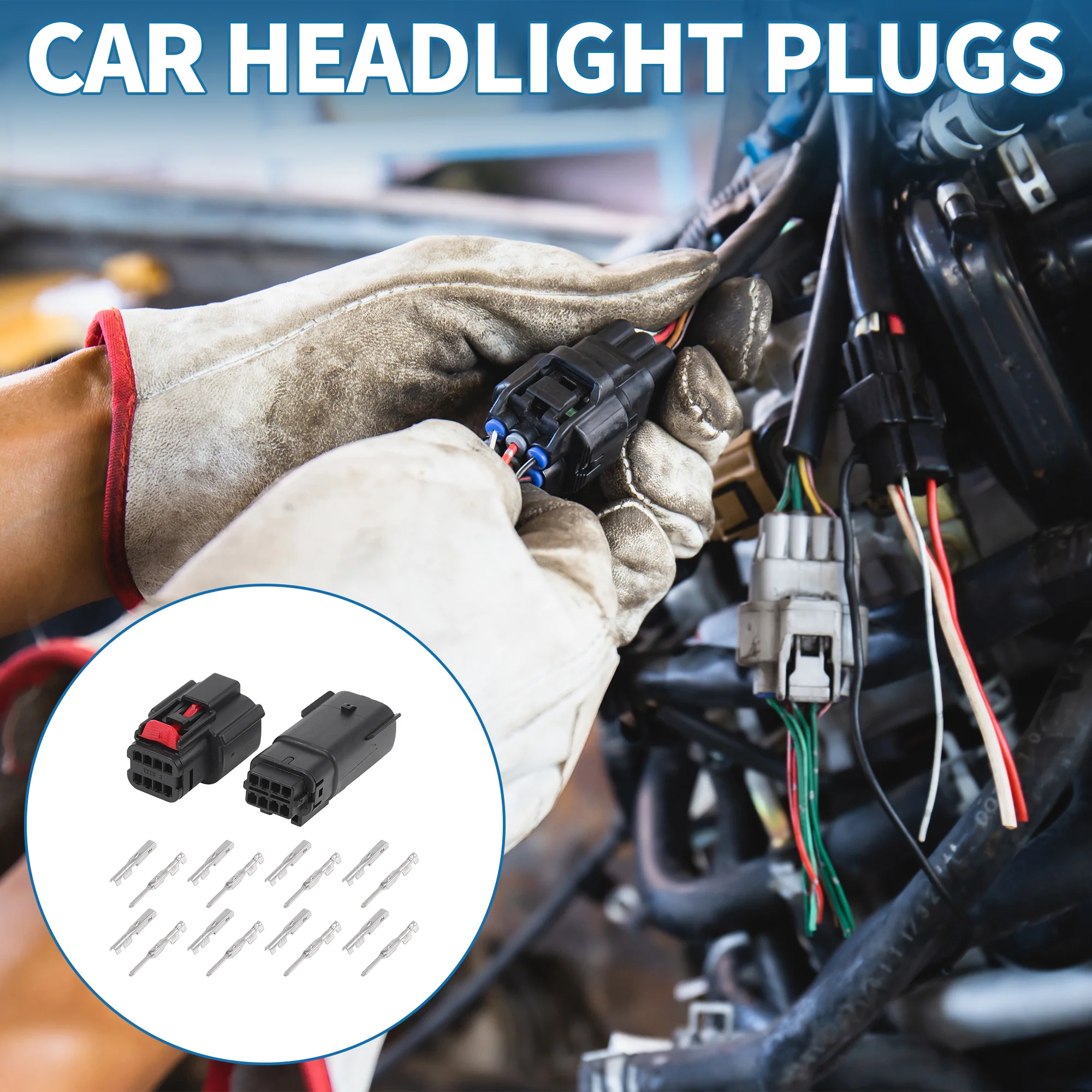 8 Pin Car Headlight Plugs 1.5mm Series Male Female Wiring Harness Connector for Buick for Chevy Plastic Aluminum Alloy Black Beige 1 Set - Image 3