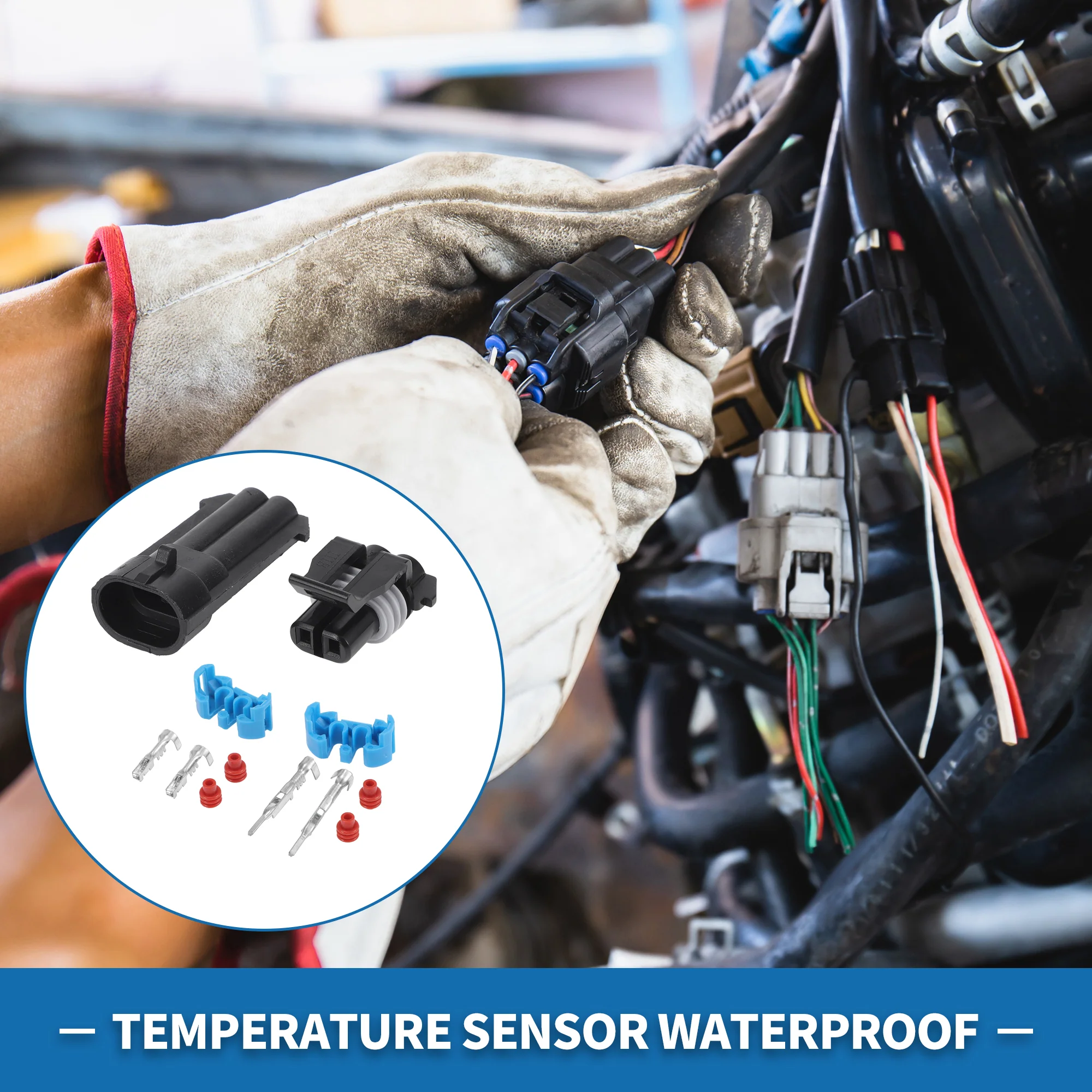 2 Pin Temperature Sensor Waterproof Connector No.12162000 1.5mm Series Male Female Socket Plug for Chevy Plastic Aluminum Alloy Black Gray 1 Set - Image 2