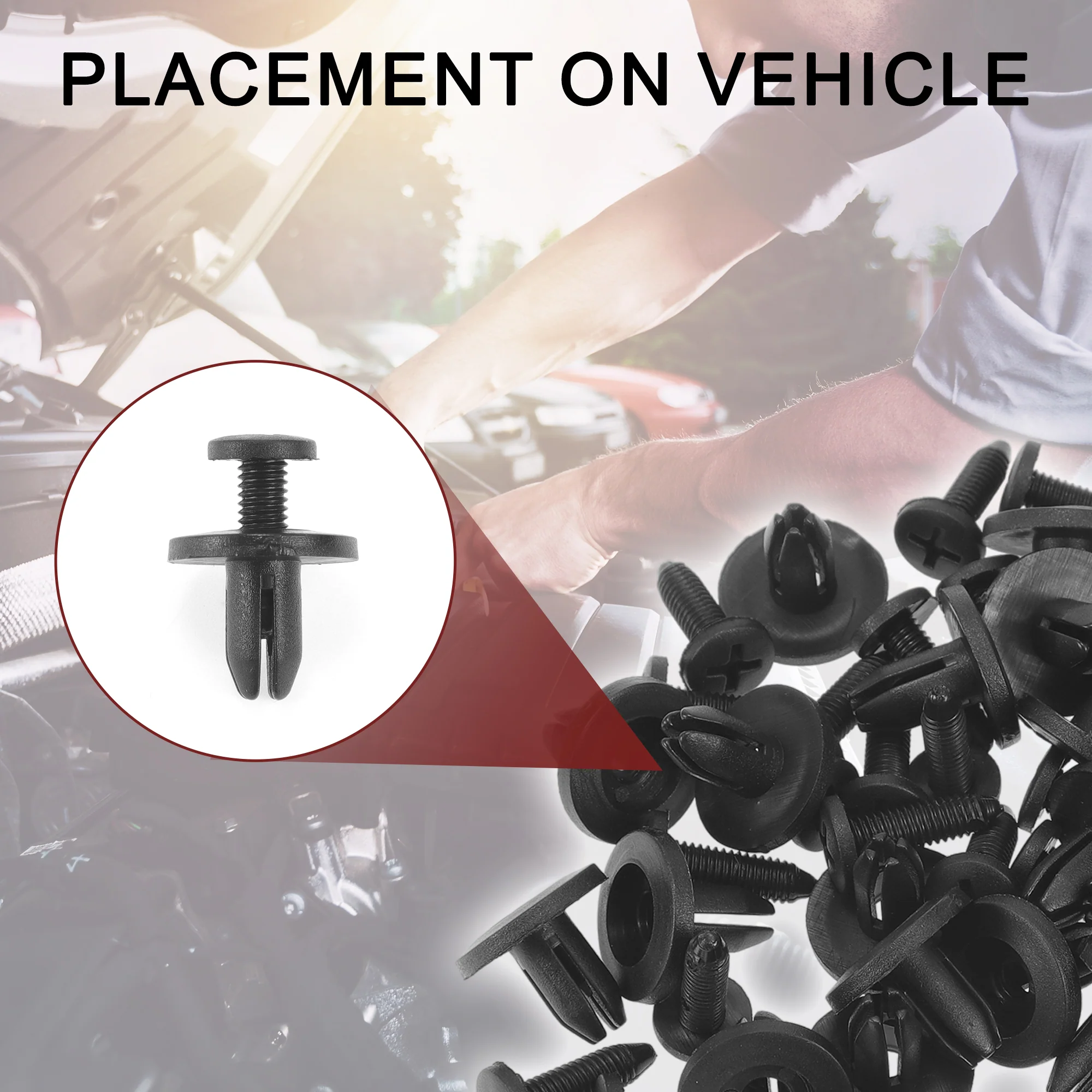 Car Front Fender Skirt Clip for Honda Prelude 1992-1996 2.2L 2.3L Durable No.90683SA5003 | Bumper Push Type Plastic Retainer Rivets Black 100 Pcs - Image 4
