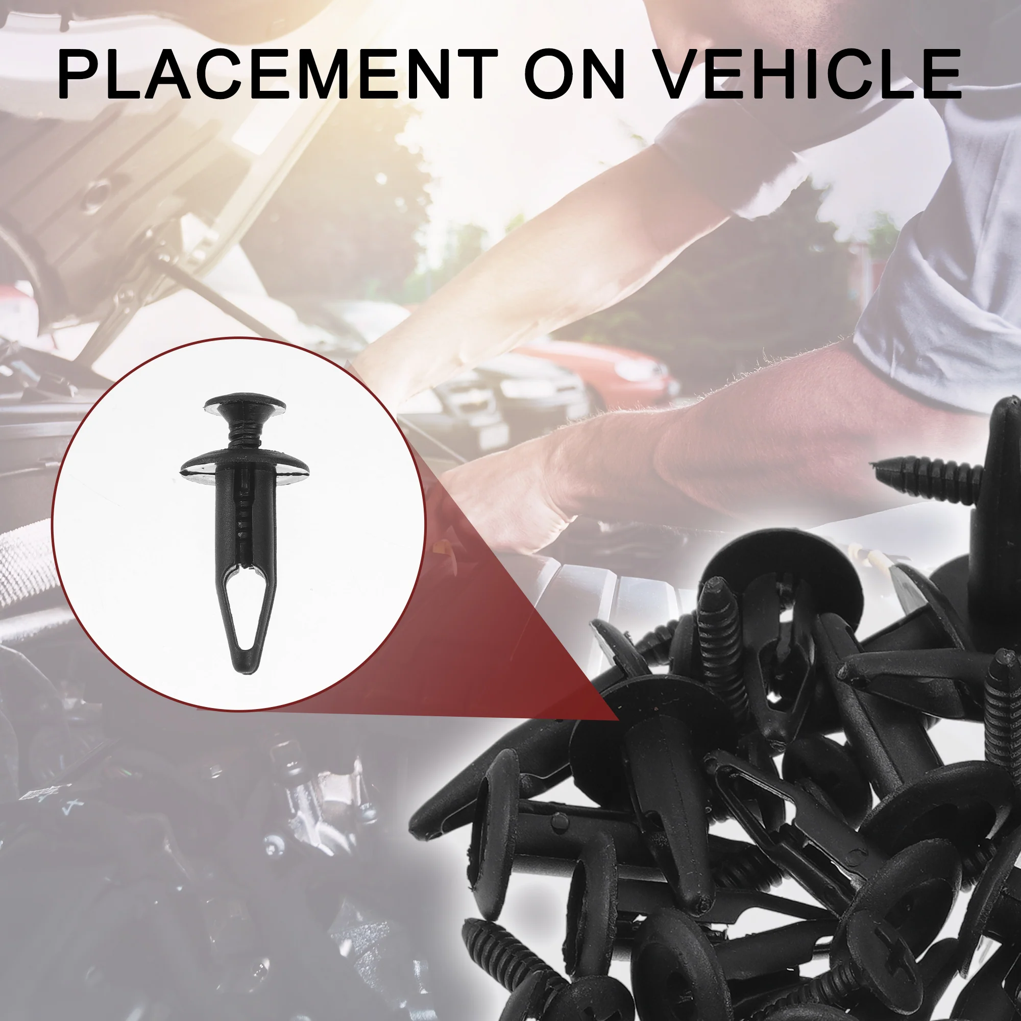 Car Front Fender Skirt Clip for Chrysler 200 2011-2014 Durable No.N803946S/6502871 | Bumper Push Type Plastic Retainer Rivets Black 100 Pcs - Image 4