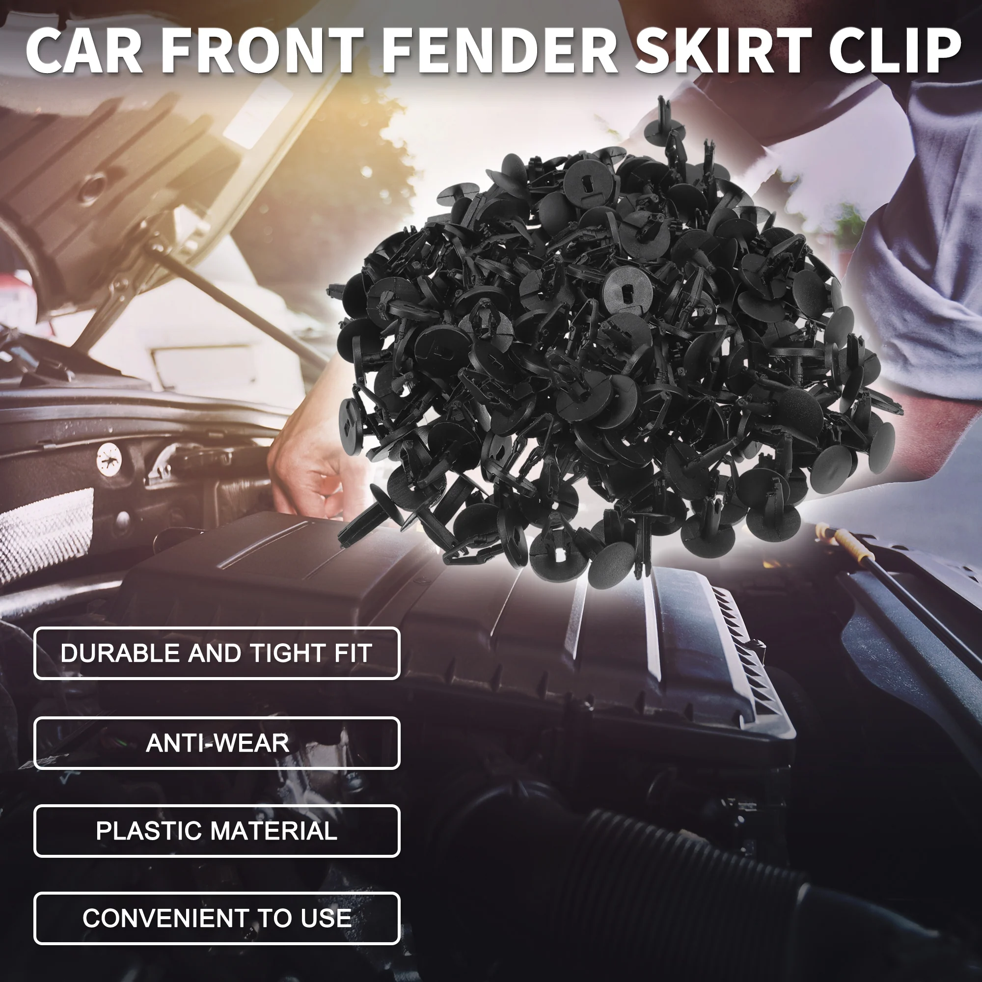 Car Front Fender Skirt Clip for Chevrolet for GMC C K Trucks 2007-2008 Durable No.11589292 | Bumper Push Type Plastic Retainer Rivets Black 100 Pcs - Image 3