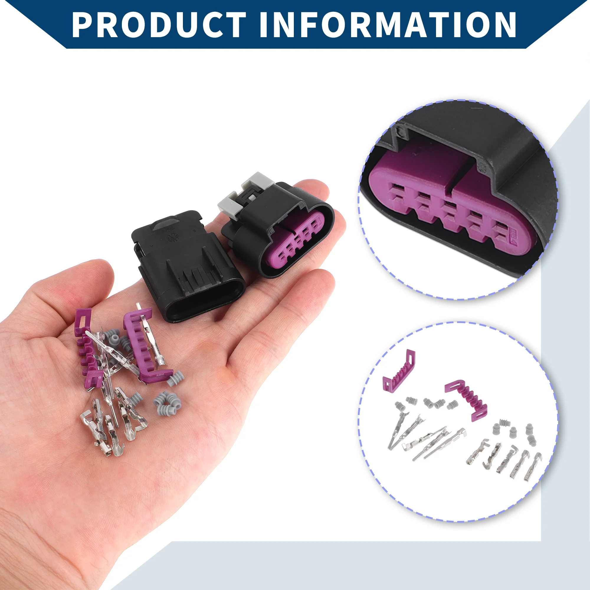 5 Pins Mass Air Flow Sensor Meter Plug for Chevy / Inner Male Female Connect Plug Connector / Waterproof Plastic, Copper 1.5mm Series / 1 Set Black - Image 7