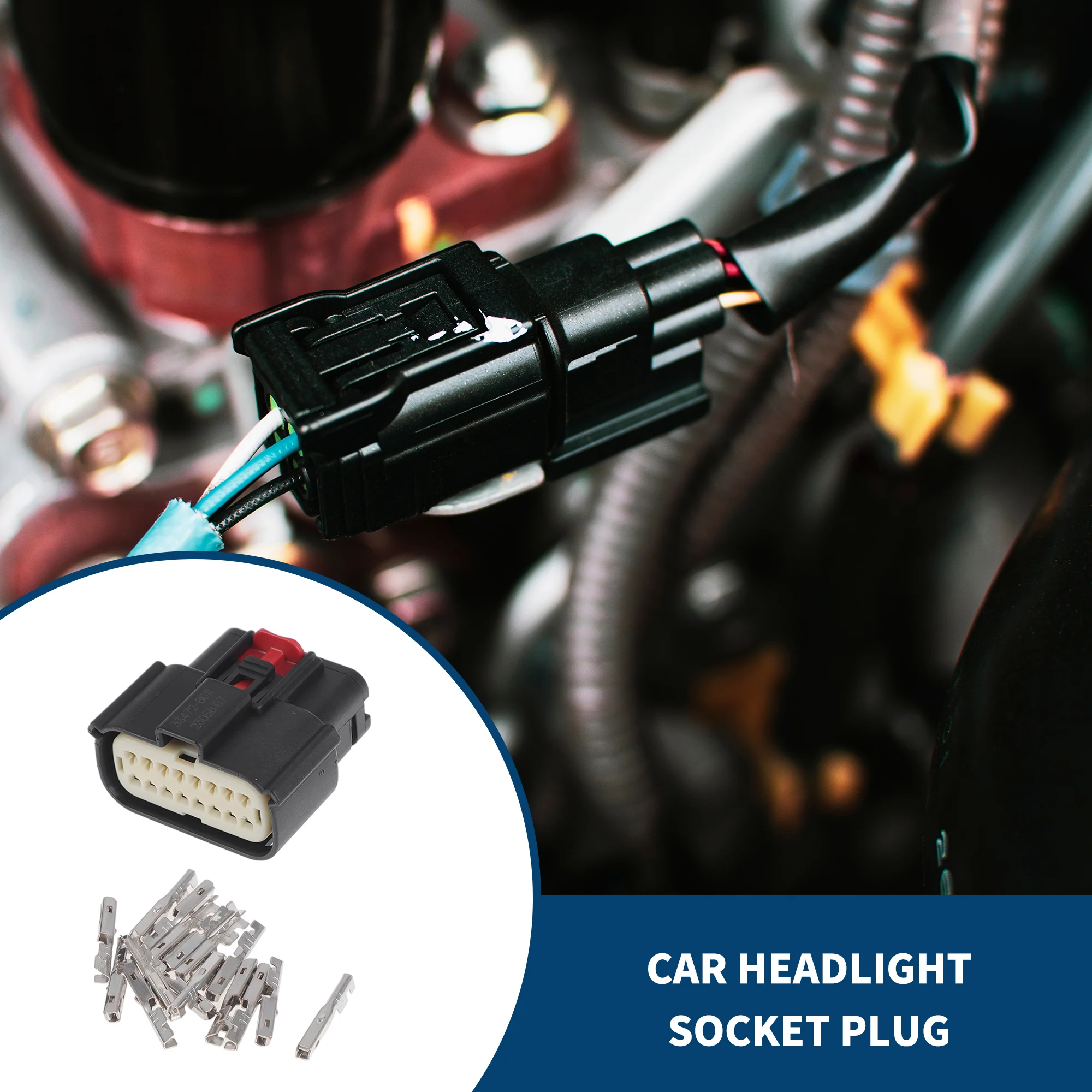 16 Pins Car Headlight Socket Plug for Ford Mondeo / Inner Female Wiring Harness Cable Connector / Waterproof 1.5mm Series / 1 Set Black - Image 2