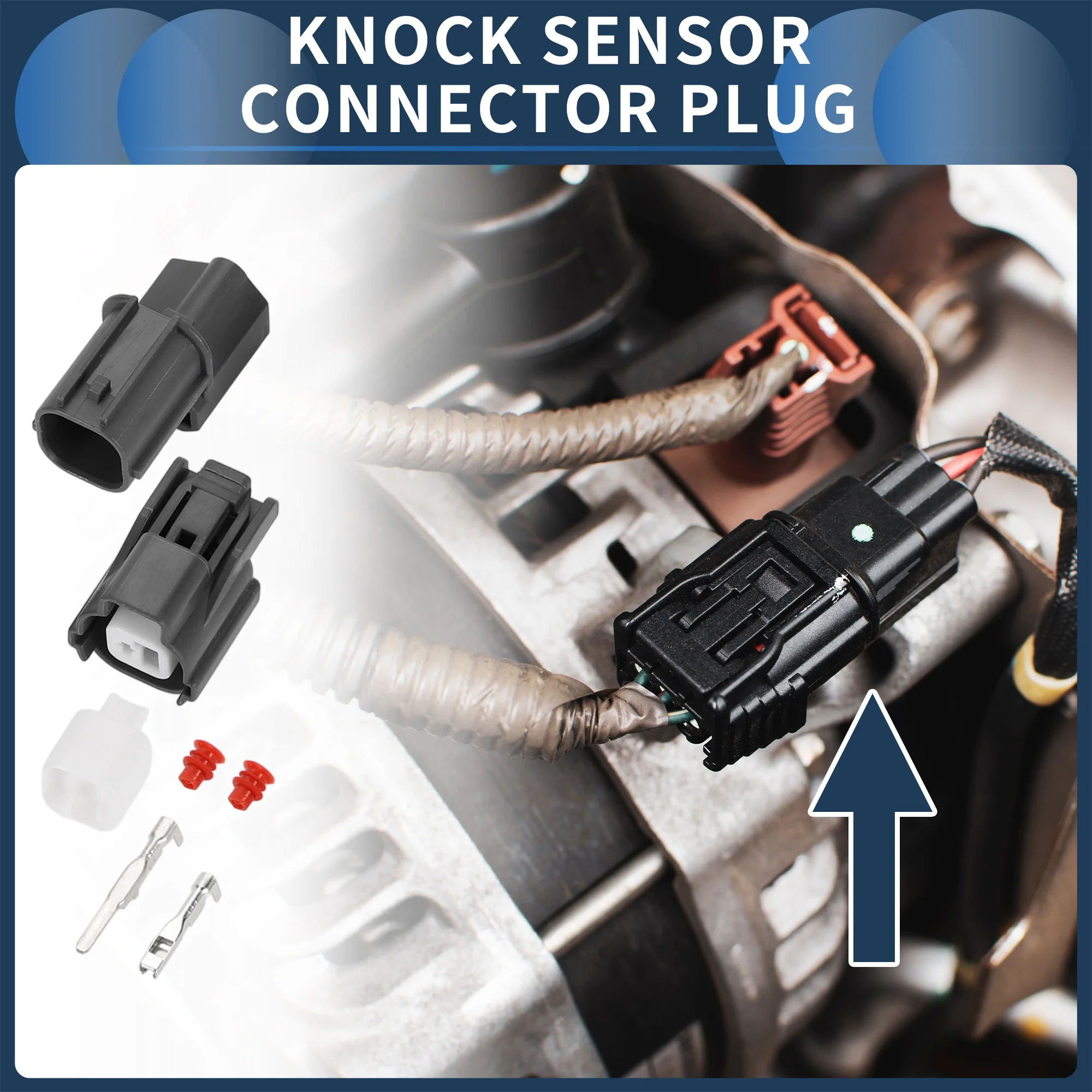 1 Pin Knock Sensor Connector Plug, 2mm Series Female Wire Terminal Connector for Honda K20 Plastic Copper Gray, 1 Set - Image 3