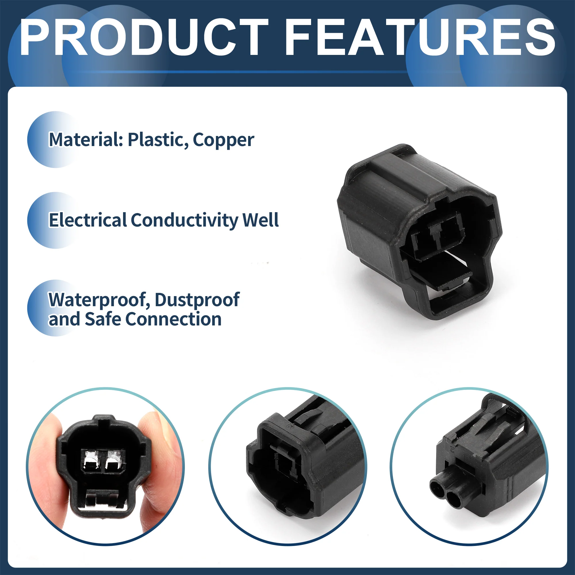 2 Pin Water Temperature Sensor Connector Plug, 1.8mm Series Female Wire Terminal Connector for Honda Plastic Copper Black, 1 Set - Image 5