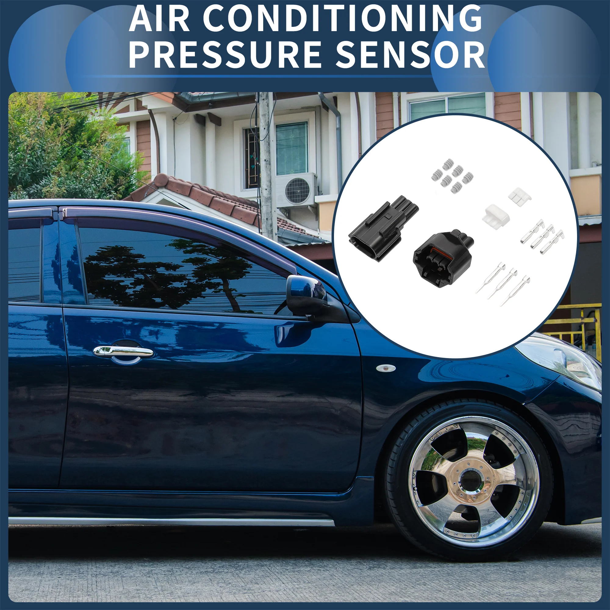 3 Pin Air Conditioning Pressure Sensor, 1.2mm Series Male Female Wire Terminal Connector for Nissan Plastic Copper Black, 1 Set - Image 4