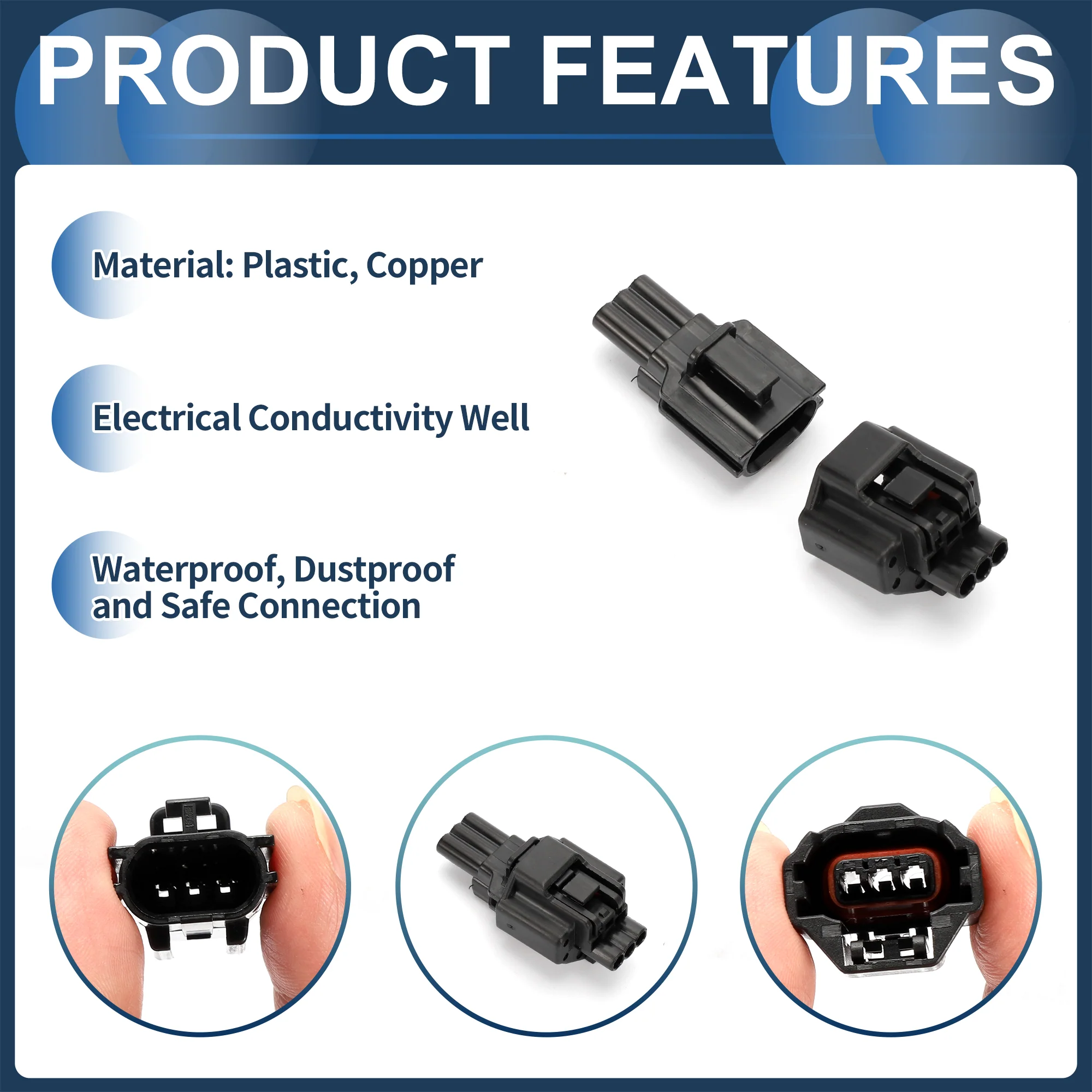 3 Pin Air Conditioning Pressure Sensor, 1.2mm Series Male Female Wire Terminal Connector for Nissan Plastic Copper Black, 1 Set - Image 5