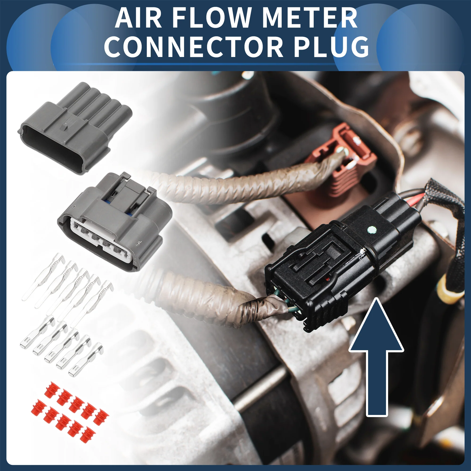 5 Pin Air Flow Meter Connector Plug, 2mm Series Male Female Wire Terminal Connector for Nissan Plastic Copper Gray, 1 Set - Image 3