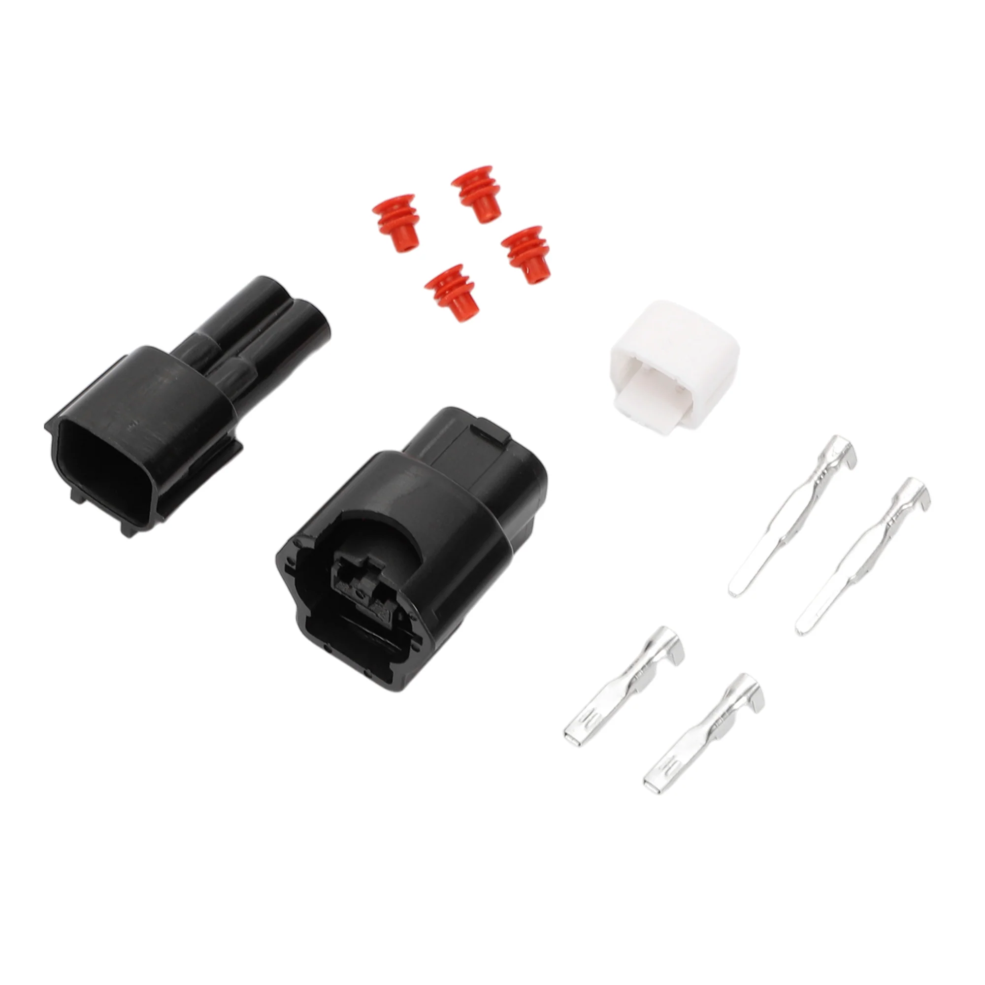 2 Pin Fuel Injector Waterproof Connector Plug, 2.2mm Series Male Female Wire Terminal Connector for Nissan Plastic Copper Black, 1 Set