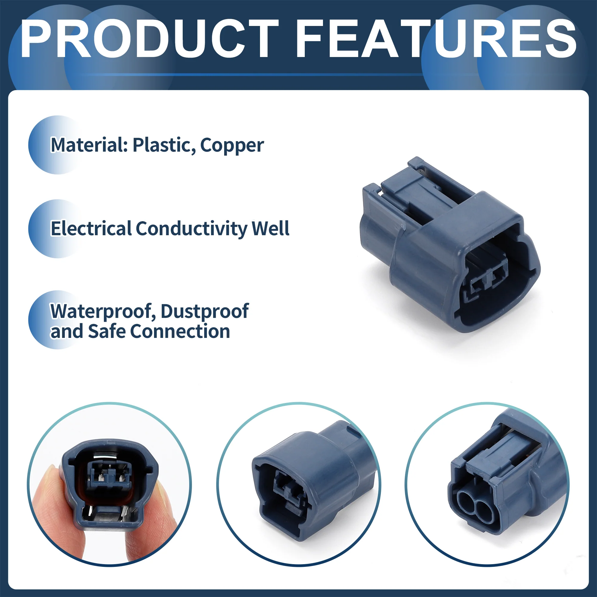 2 Pin Water Temperature Sensor Connector Plug, 2.2mm Series Female Wire Terminal Connector for Nissan Plastic Copper Blue, 1 Set - Image 5