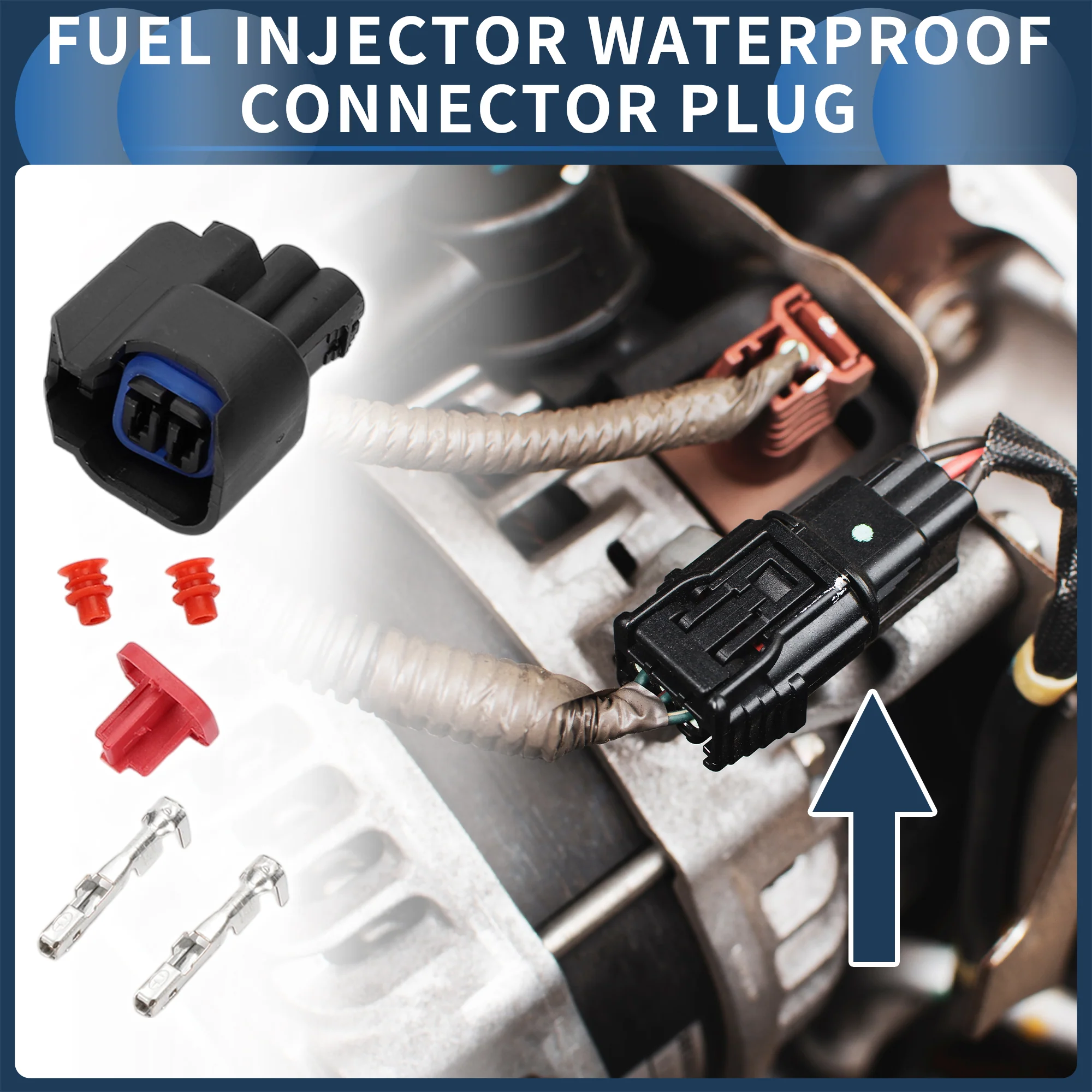 2 Pin Fuel Injector Waterproof Connector Plug, 1.5mm Series Female Wire Terminal Connector for Chevrolet Plastic Copper Black, 1 Set - Image 3
