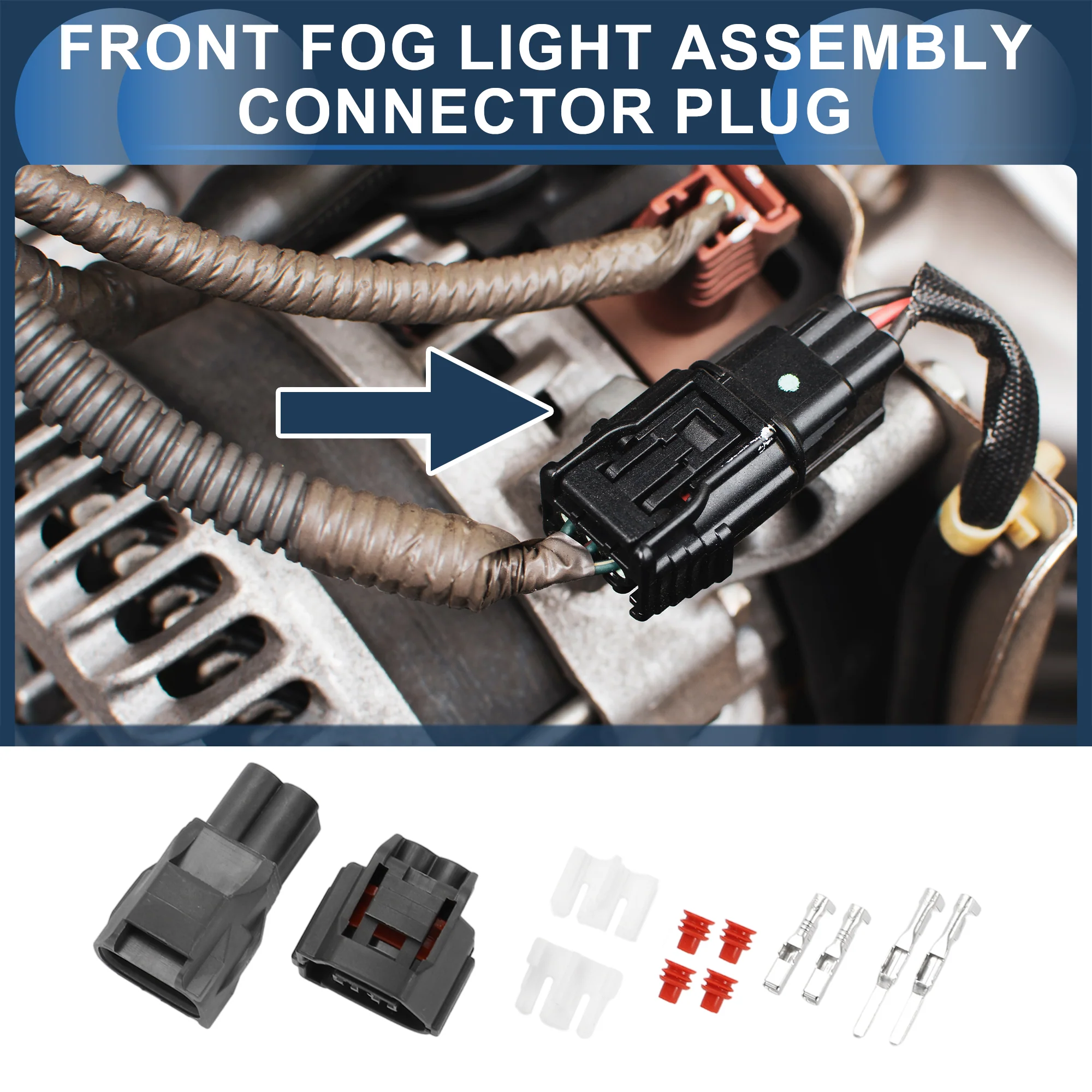 2 Pin Front Fog Light Assembly Connector Plug, 2.2mm Series Male Female Wire Terminal Connector for Chevrolet Plastic Copper Gray, 1 Set - Image 2