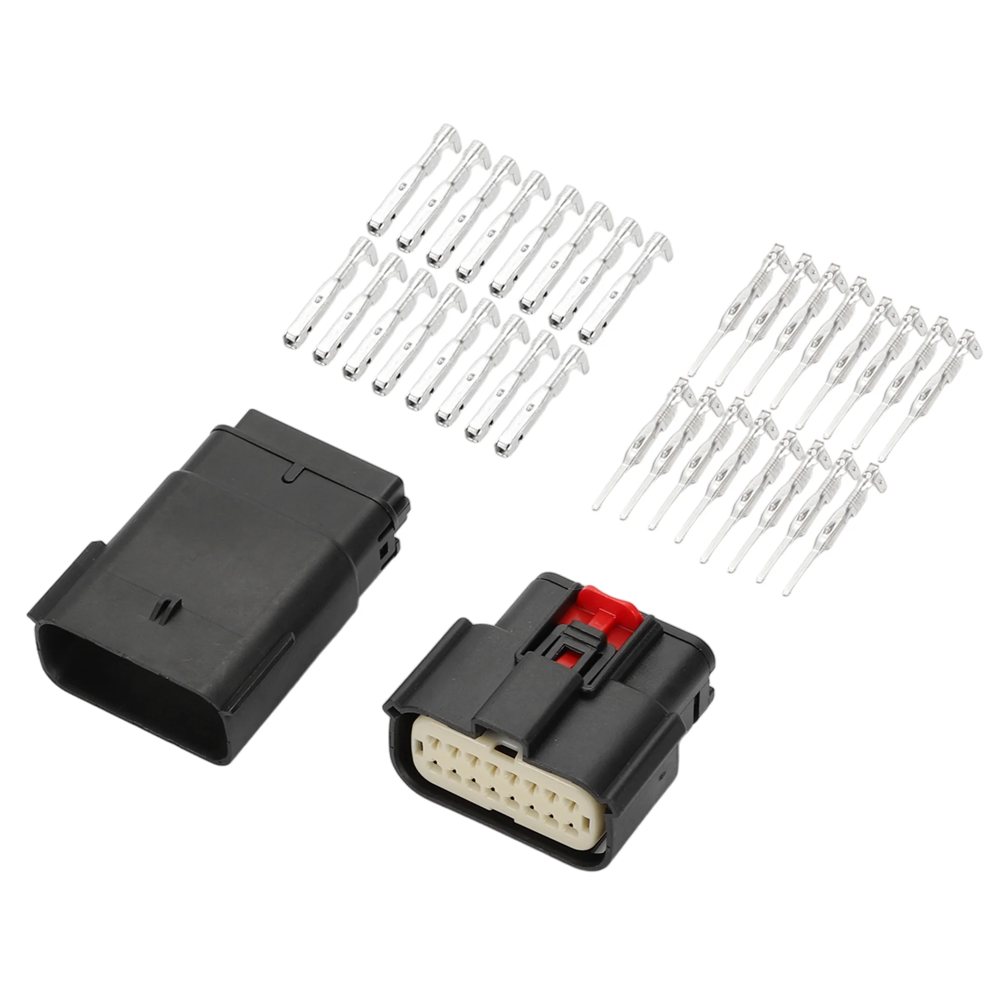 16 Pin Headlight Waterproof Connector Plug, 1.5mm Series Male Female Wire Terminal Connector for Ford Mondeo Plastic Copper Black, 1 Set