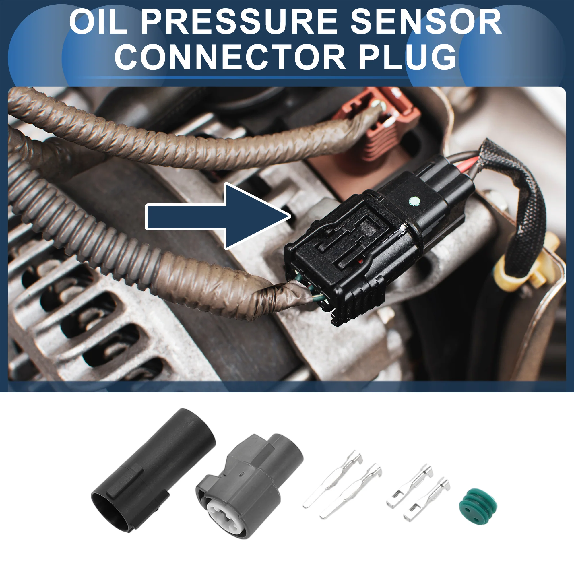 2 Pin Oil Pressure Sensor Connector Plug, 2mm Series Male Female Wire Terminal Connector for Honda Civic Plastic Copper Black Gray, 1 Set - Image 2