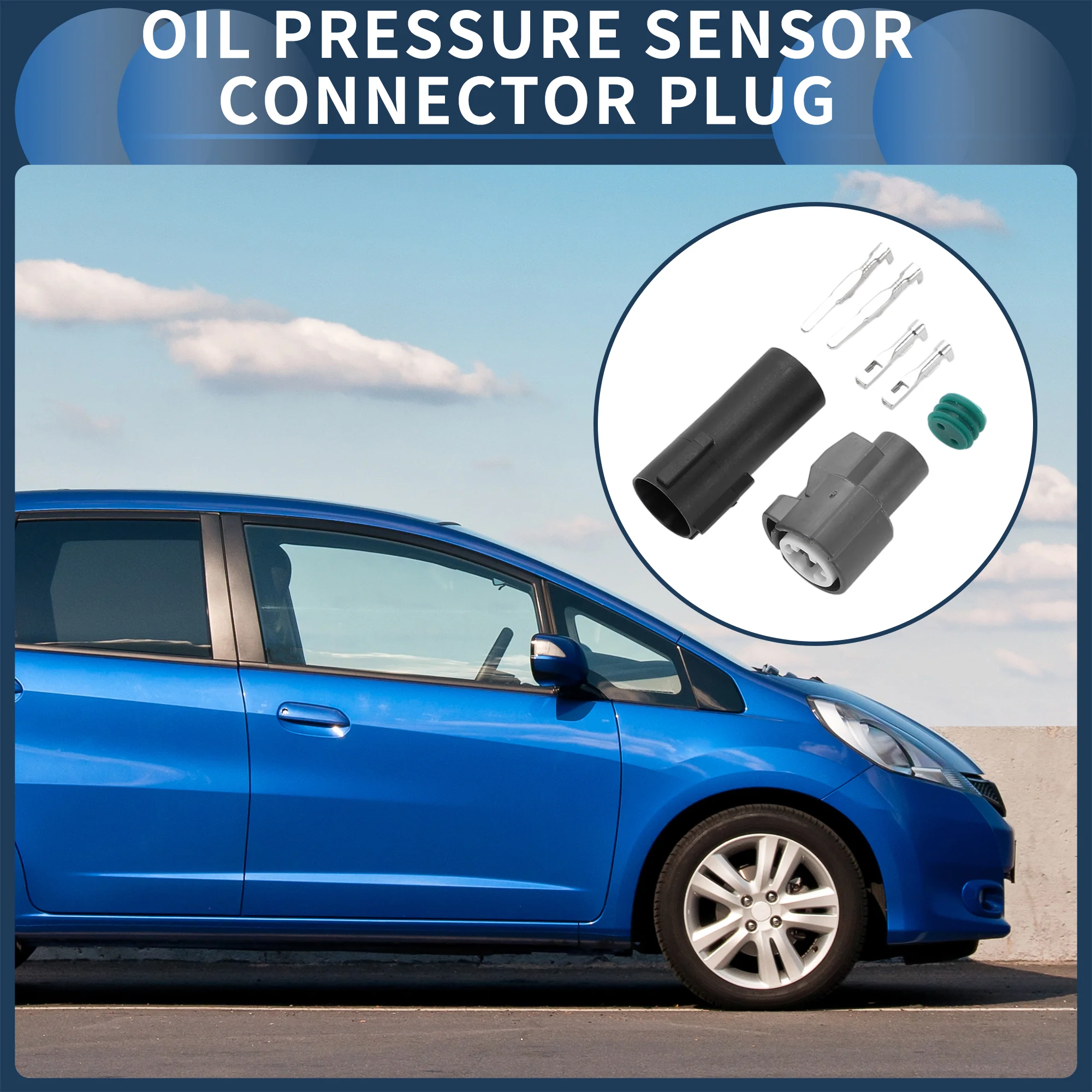 2 Pin Oil Pressure Sensor Connector Plug, 2mm Series Male Female Wire Terminal Connector for Honda Civic Plastic Copper Black Gray, 1 Set - Image 4