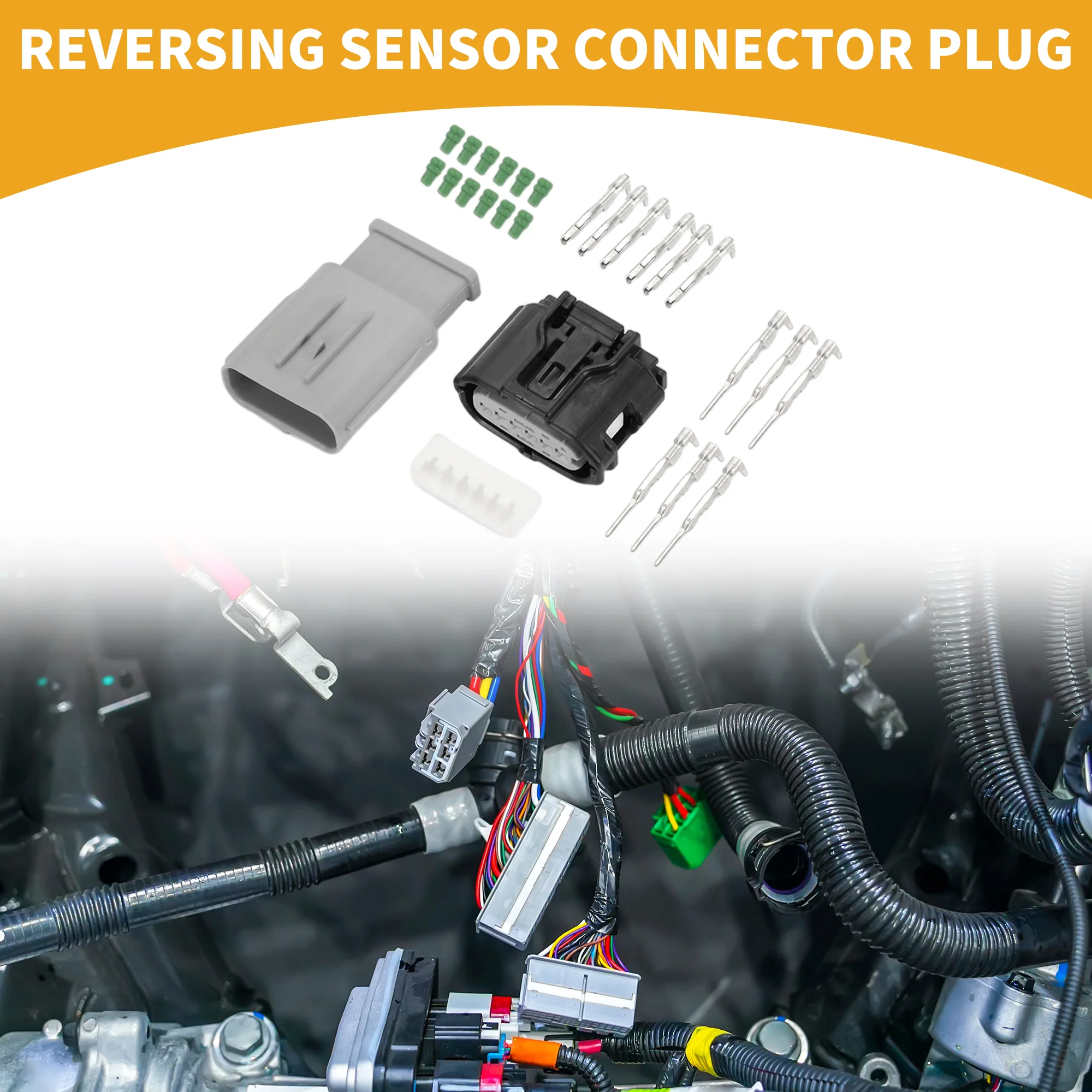 6 Pin Reversing Sensor Connector Plug - Car Male Female Wire Terminal Connector - for Toyota for Mazda Plastic Black Gray - 1 Set - Image 3