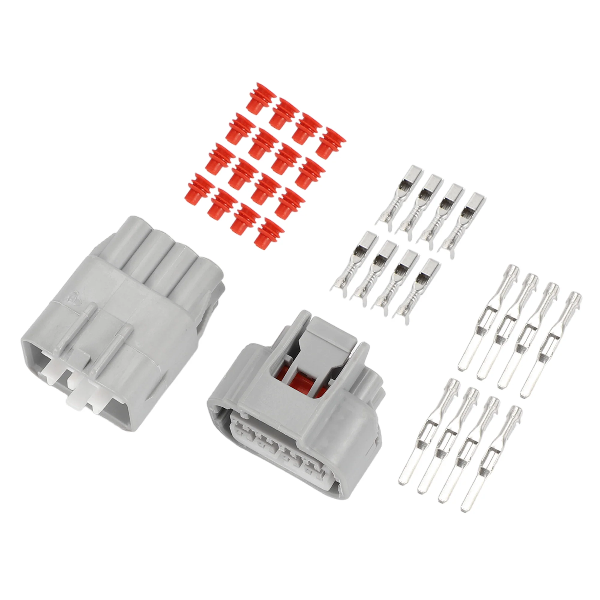 8 Pin Headlight Waterproof Connector Plug - Car Male Female Wire Terminal Connector - for Toyota Plastic Gray - 1 Set