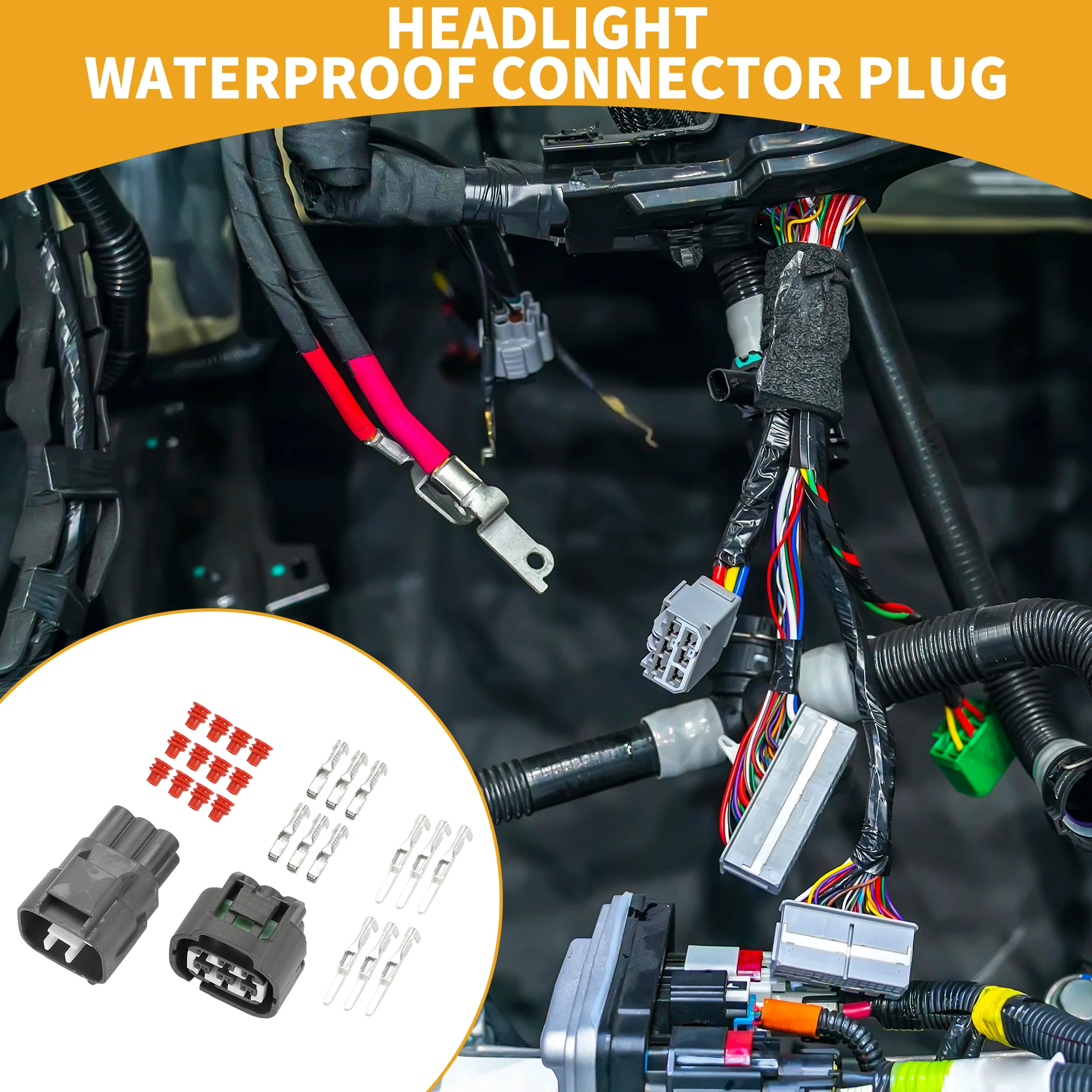 6 Pin Headlight Waterproof Connector Plug - Car Male Female Wire Terminal Connector - for Toyota Plastic Dark Gray - 1 Set - Image 2