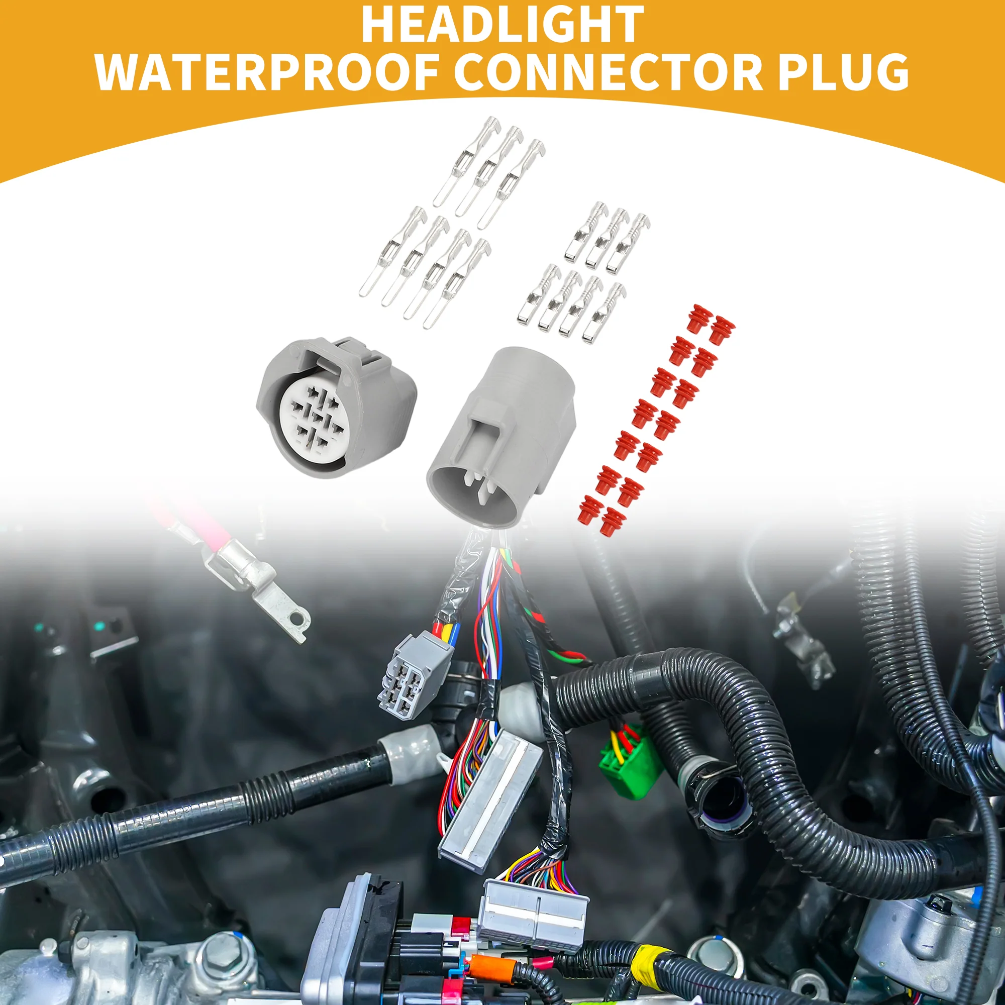 7 Pin Headlight Waterproof Connector Plug - Car Male Female Wire Terminal Connector - for Toyota for Lexus Plastic Gray - 1 Set - Image 3