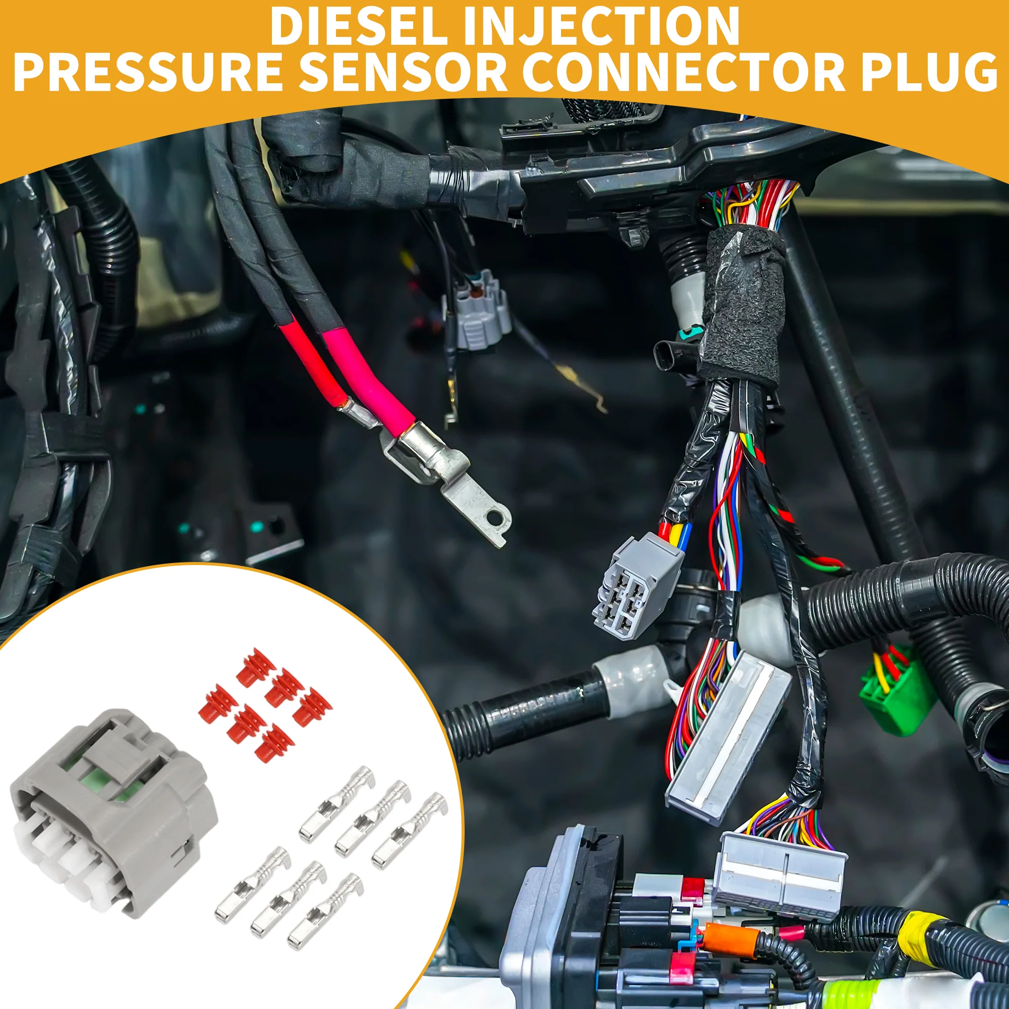 6 Pin Diesel Injection Pressure Sensor Connector Plug - Car Female Wire Terminal Connector - for Toyota Plastic Gray - 1 Set - Image 2