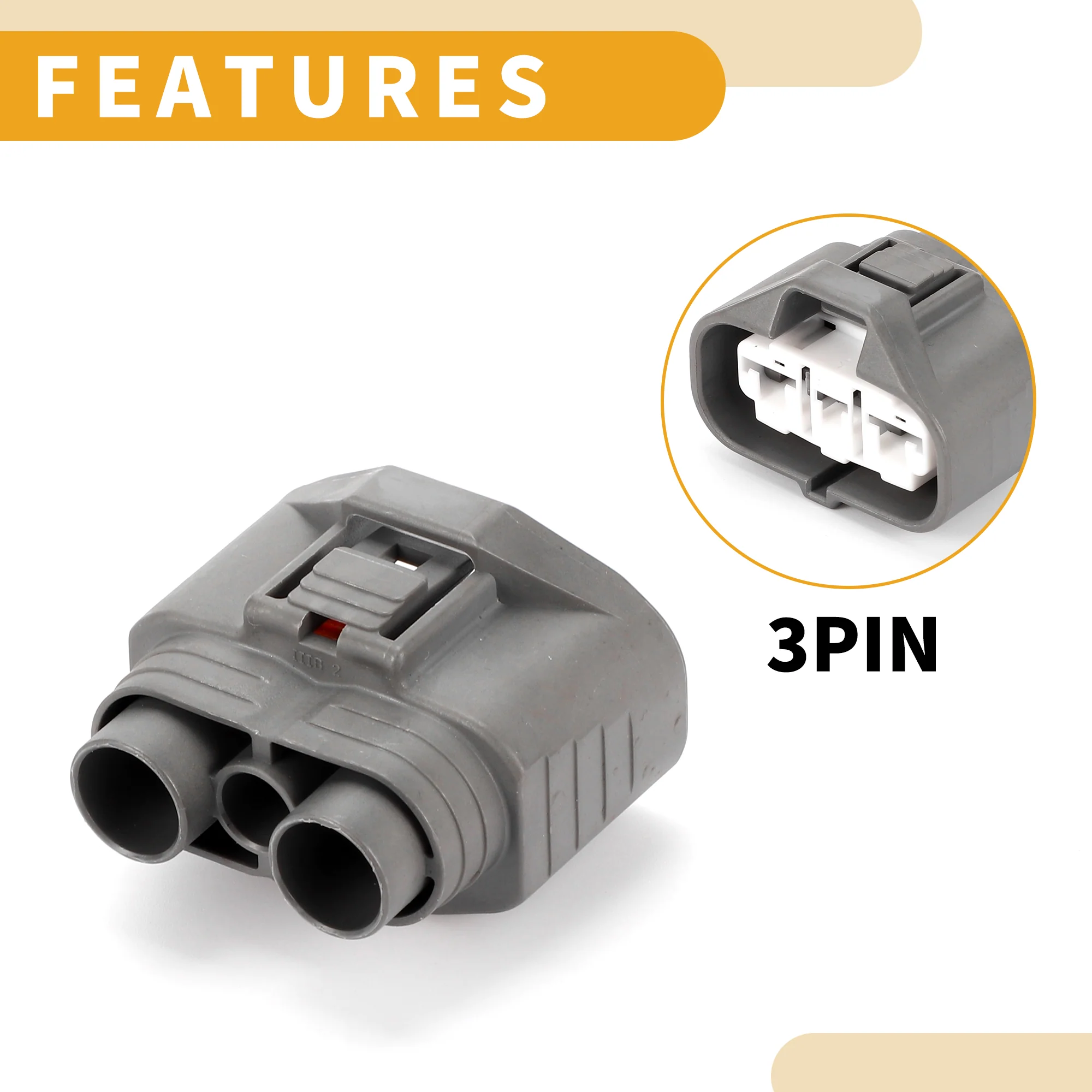 3 Pin Electronic Fan Motor Connector Plug - Car Female Wire Terminal Connector - for Toyota Plastic Gray - 1 Set - Image 6