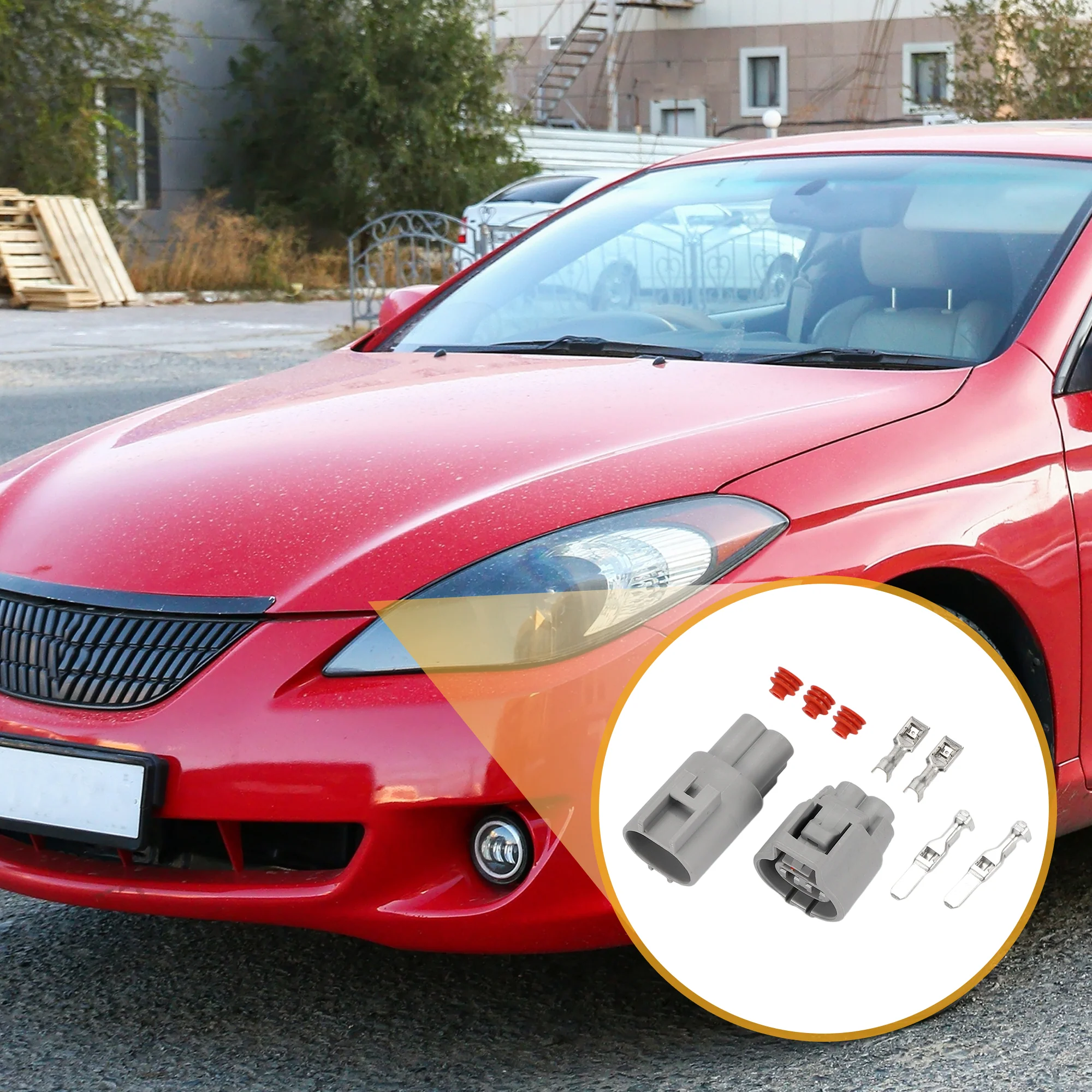 2 Pin Radiator Fan Connector Plug - Car Male Female Wire Terminal Connector - for Toyota RAV4 Plastic Gray - 1 Set - Image 4