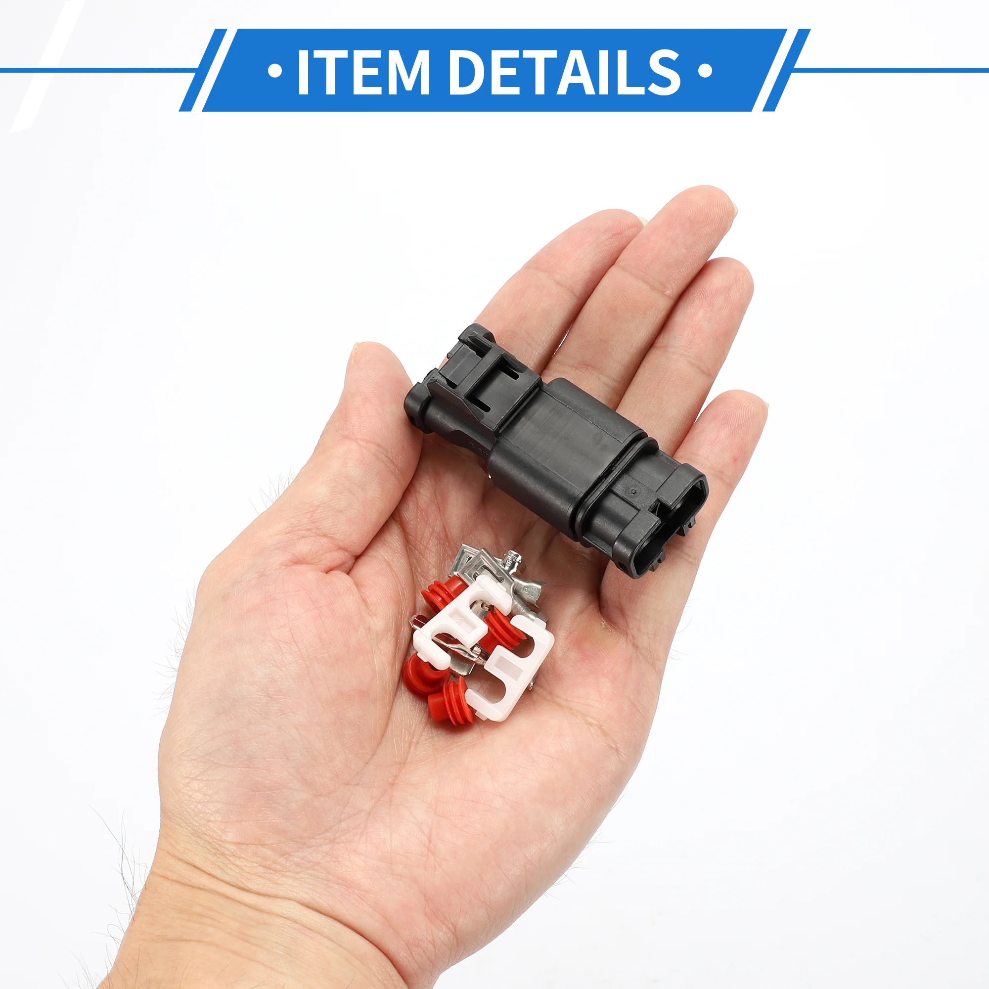 2 Pin Pressure Sensor Switch Connector Plug Kit Compatible for Excavator, Waterproof 6.3 mm Series Plastic Black Male Female Wire Terminal Connector - Image 6