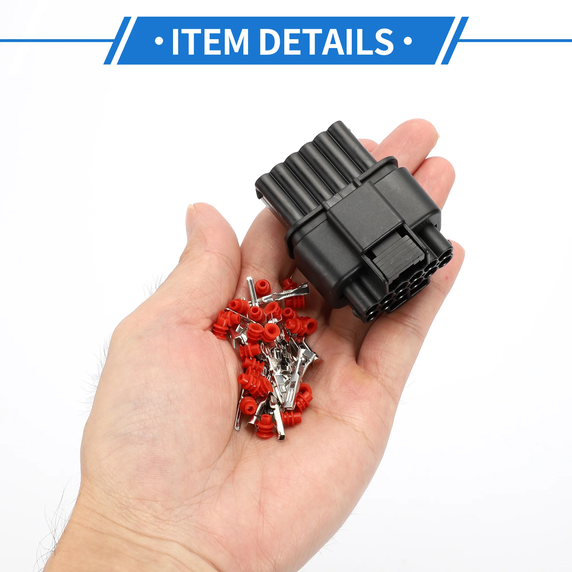 12 Pin Front Headlight Connector Plug Kit Compatible for Hyundai, Waterproof 2.2 mm Series Plastic Black Male Female Wire Terminal Connector - Image 6