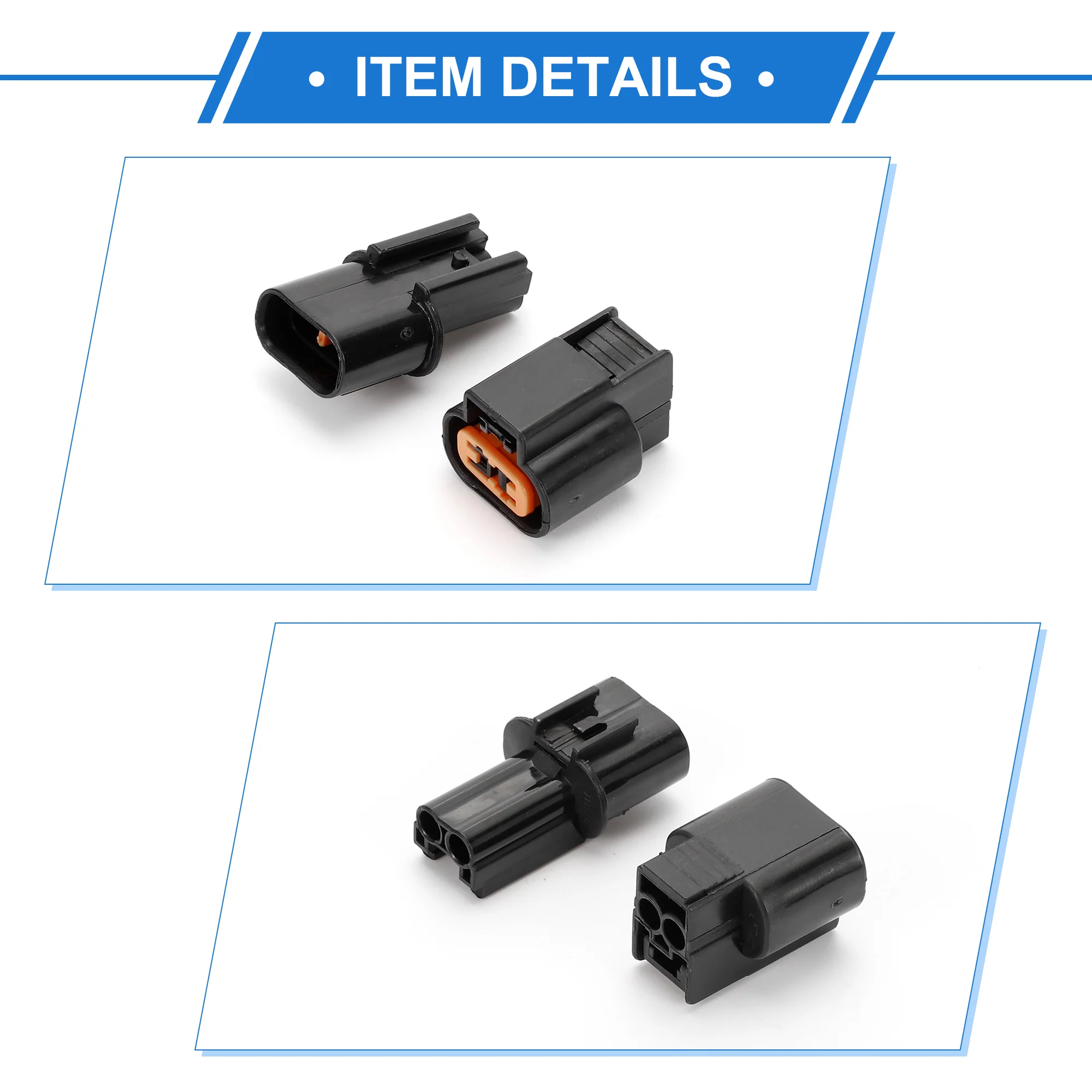 2 Pin ABS Sensor Connector Plug Kit Compatible for Mitsubishi, Waterproof 2.2 mm Series Plastic Black Male Female Wire Terminal Connector - Image 7