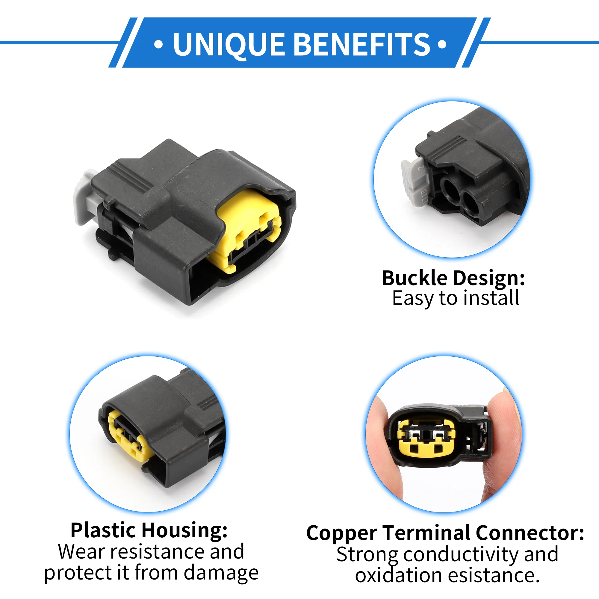 2 Pin Ignition Coil Connector Plug Kit Compatible for Hyundai for Kia, Waterproof 2 mm Series Plastic Black Female Wire Terminal Connector - Image 4