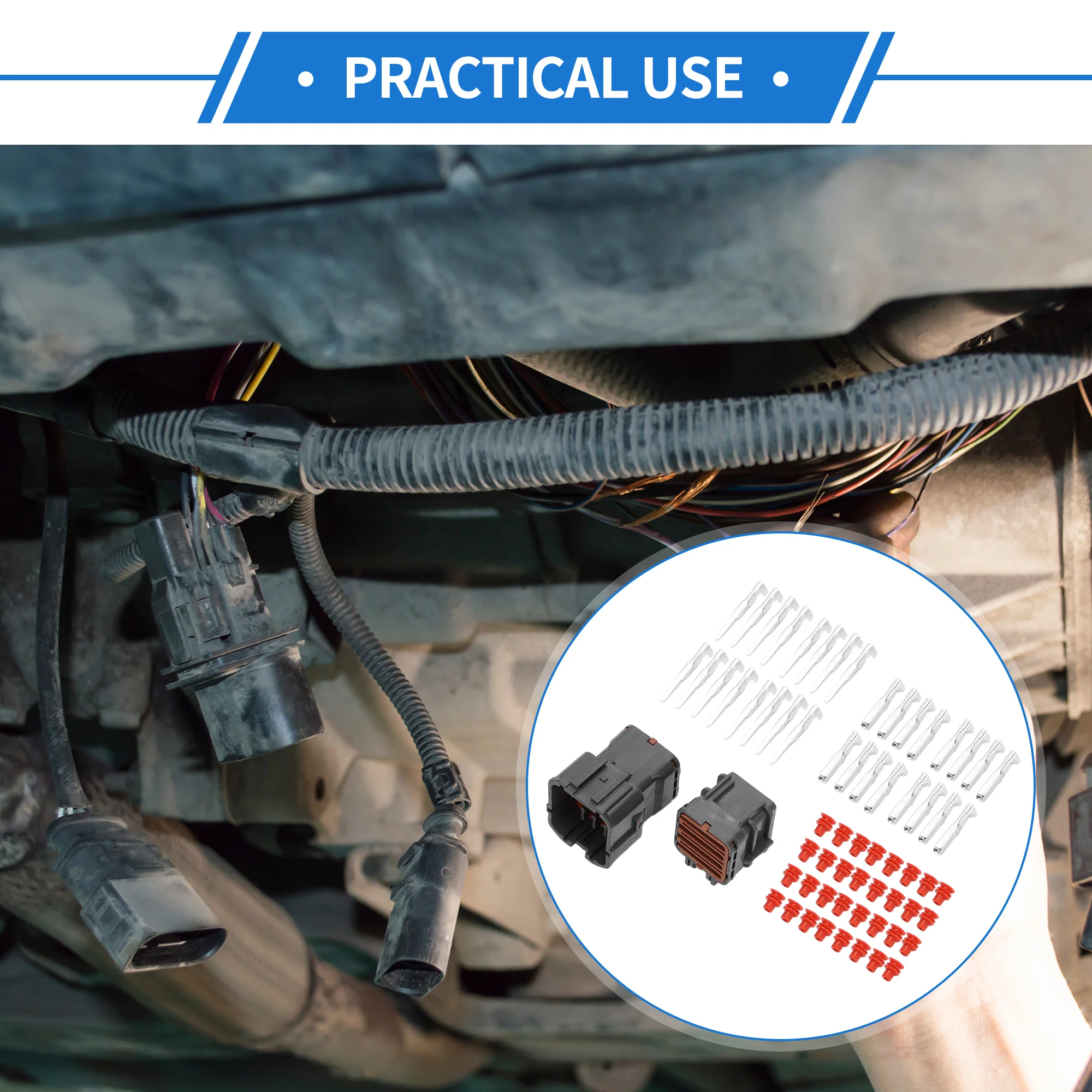 16 Pin Car Wiring Harness Connector Plug Kit Compatible for Hyundai, Waterproof 2 mm Series Plastic Black Male Female Wire Terminal Connector - Image 3