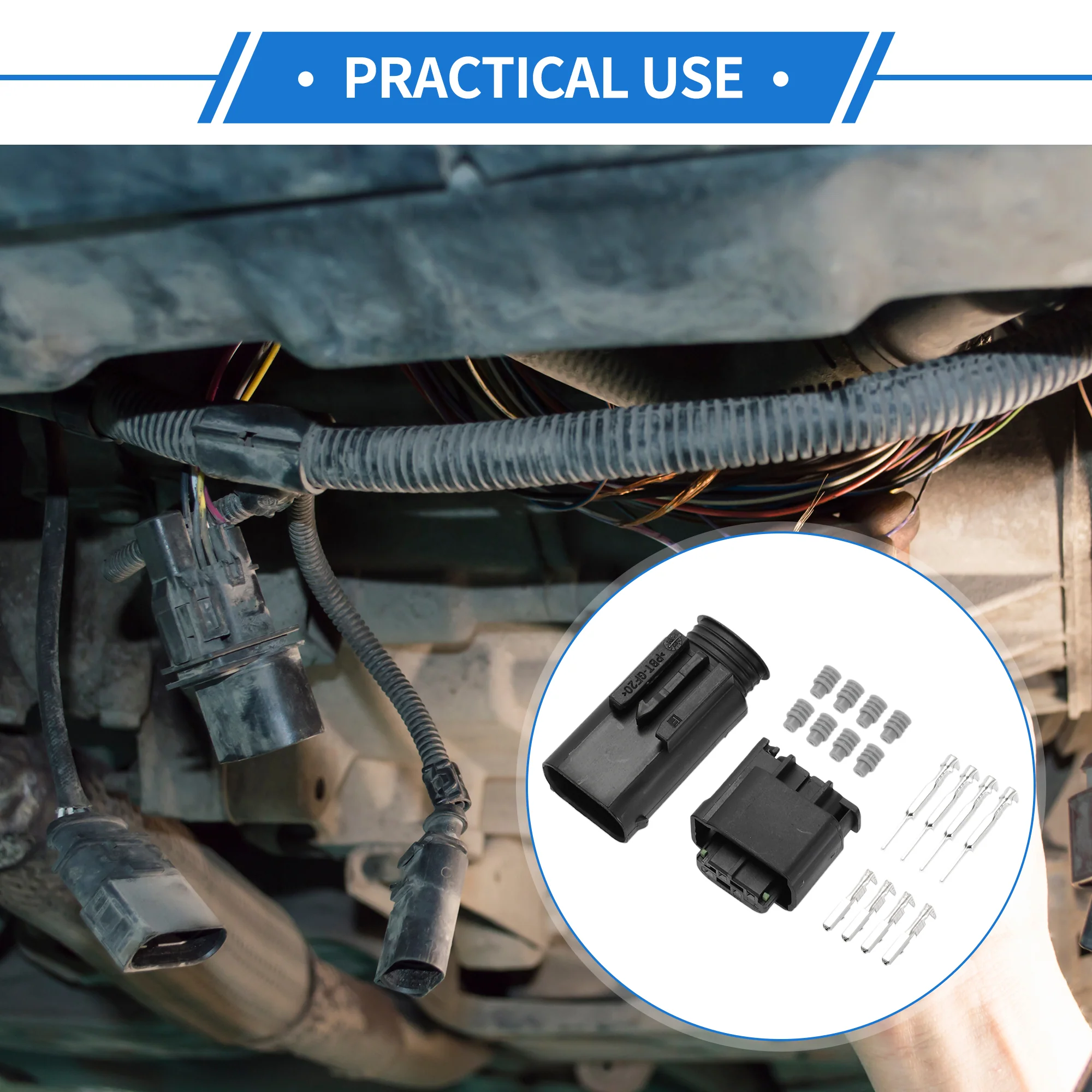 4 Pin Tail Turn Signal Light Connector Kit Compatible for BMW, Waterproof 0.6mm Series Plastic Black Male Female Wire Terminal Connector - Image 3