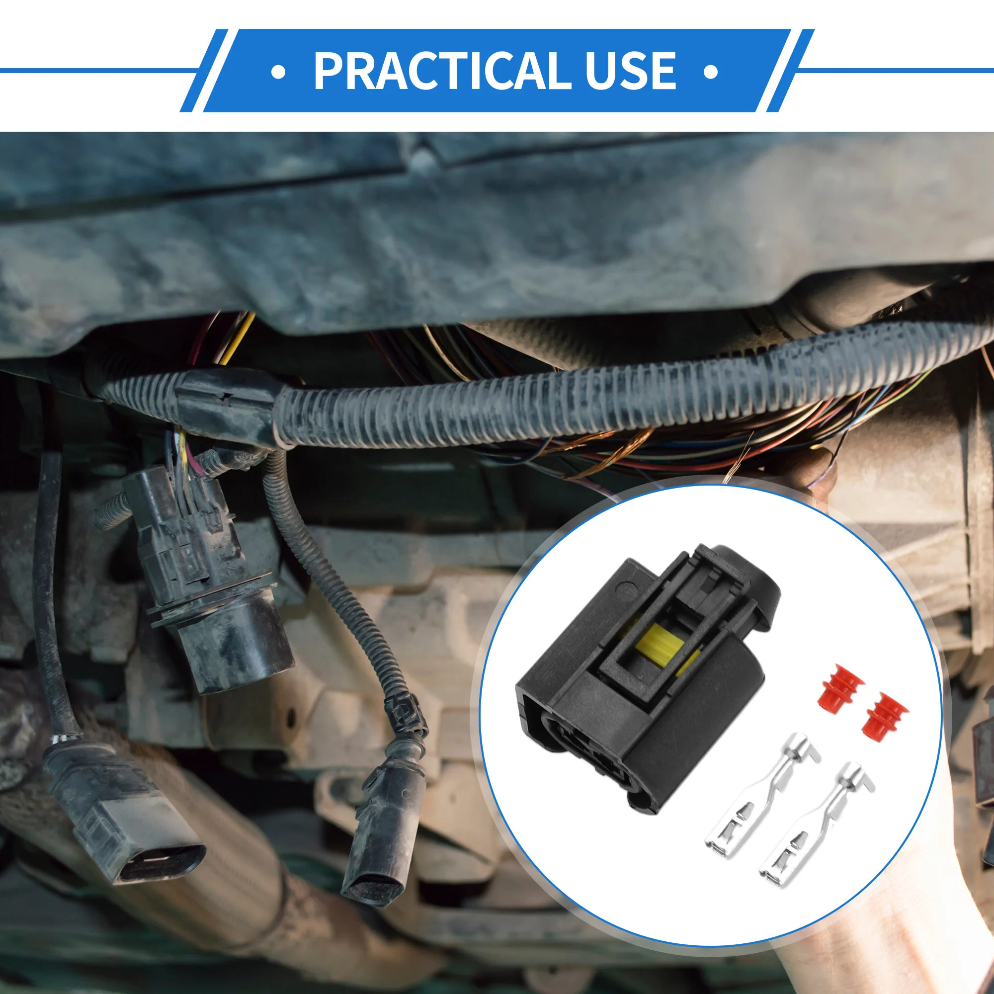 2 Pin Ignition Coil Connector Plug Kit Compatible for Roewe 305 360MG, Waterproof 3.5mm Series Plastic Black Female Wire Terminal Connector - Image 3