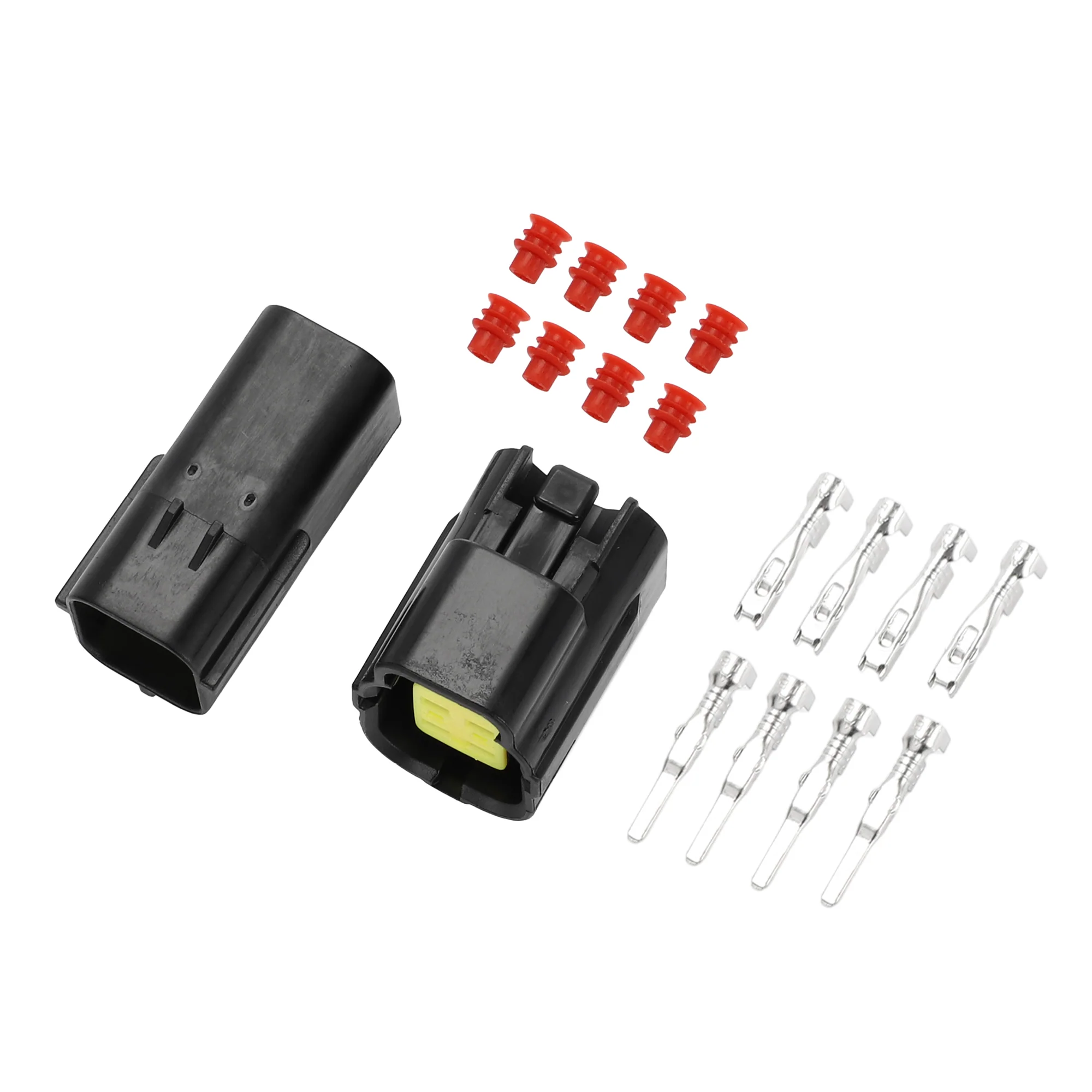 4 Pin Oxygen Sensor Connector Plug Kit Compatible for Mazda for Nissan, Waterproof 1.8mm Series Plastic Black Male Female Wire Terminal Connector