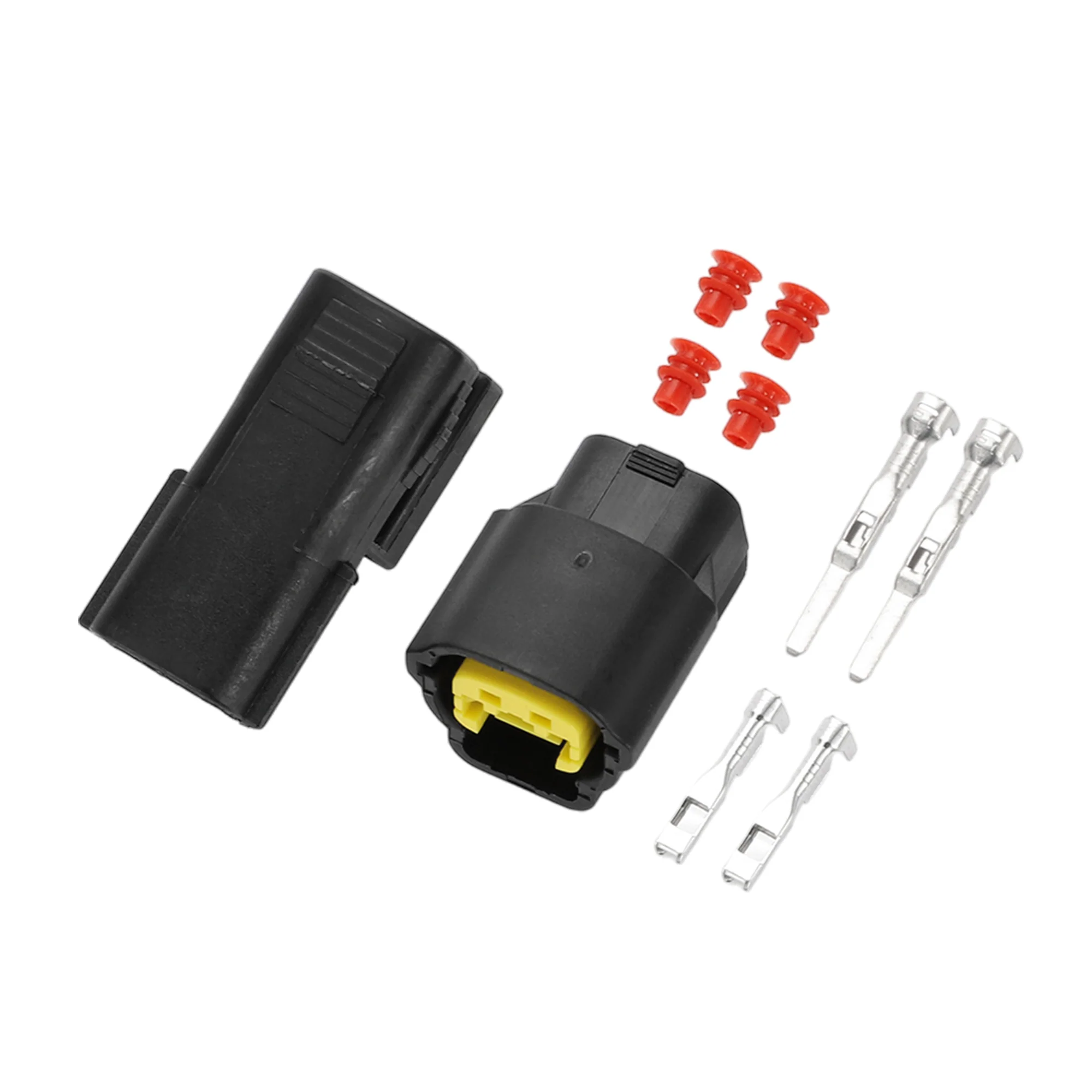 2 Pin Car Ballast Connector Plug Kit Compatible for Hyundai Elantra, Waterproof 2.3mm Series Plastic Black Male Female Wire Terminal Connector