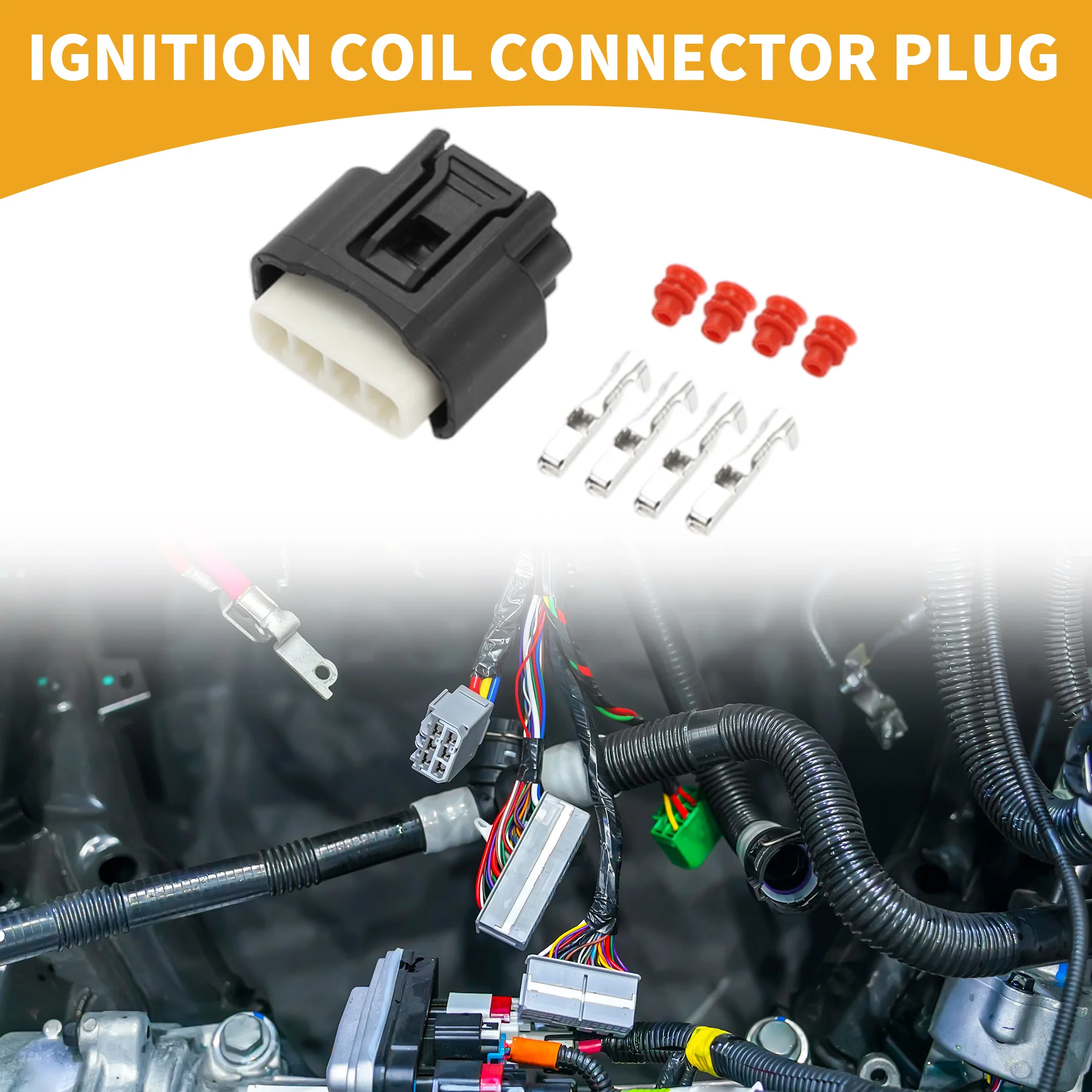 4 Pin Ignition Coil Connector Plug No.9091902244/9008019015 - Car Female Wire Terminal Connector - for Toyota Plastic Black - 1 Set - Image 3