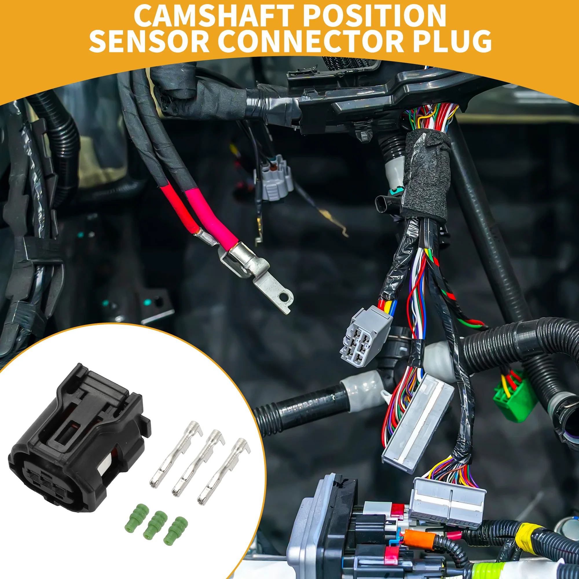 3 Pin Camshaft Position Sensor Connector Plug No.9091905060 - Car Female Wire Terminal Connector - for Lexus Plastic Black - 1 Set - Image 2
