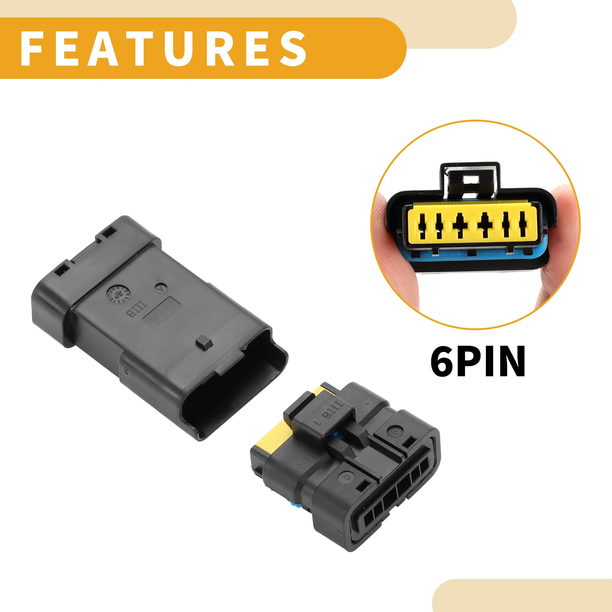 6 Pin Throttle Fuel Pump Connector Plug - Car Male Female Wire Terminal Connector - for Peugeot Plastic Black - 1 Set - Image 6