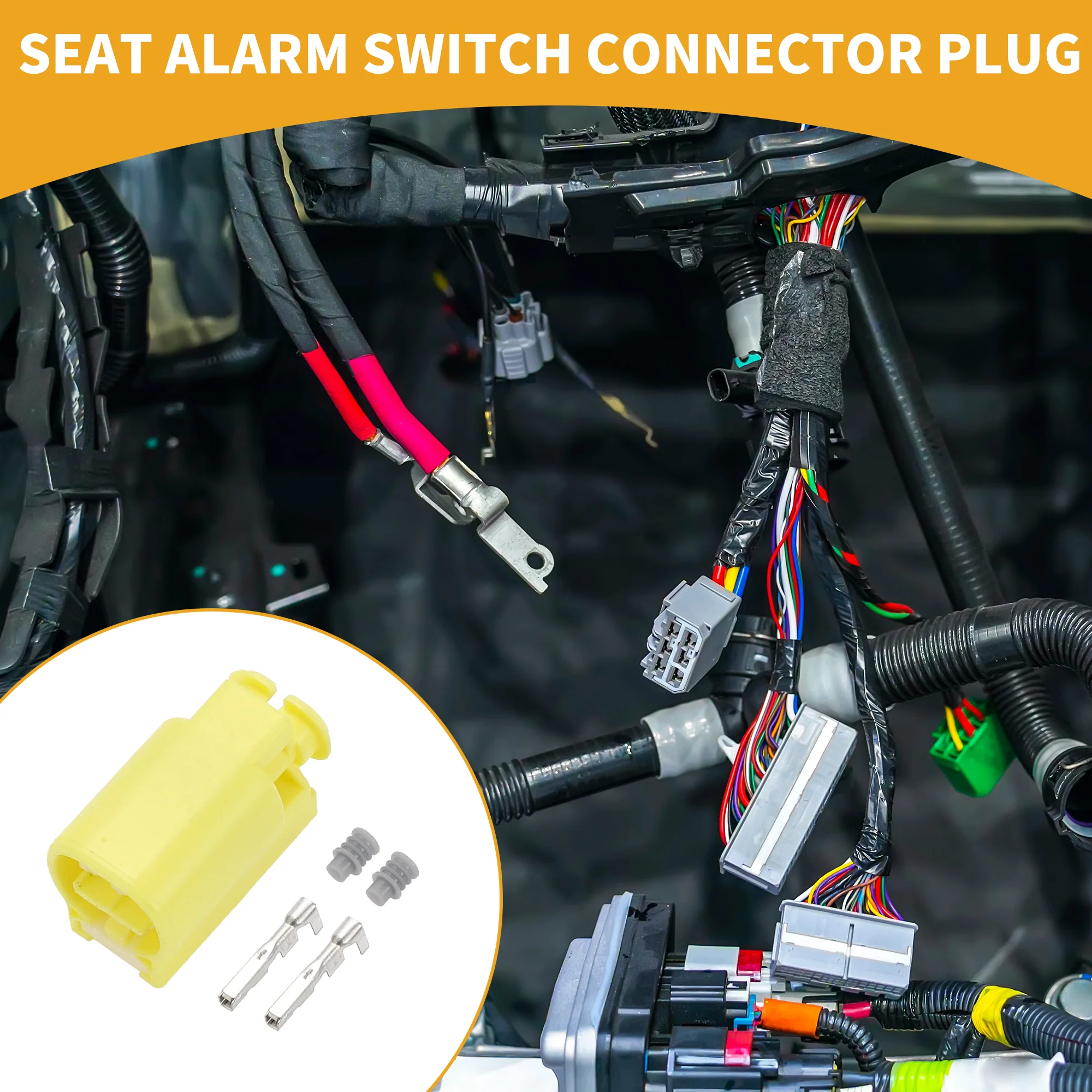 2 Pin Seat Alarm Switch Connector Plug - Car Female Wire Terminal Connector - for Nissan for Lexus Plastic Yellow - 1 Set - Image 2