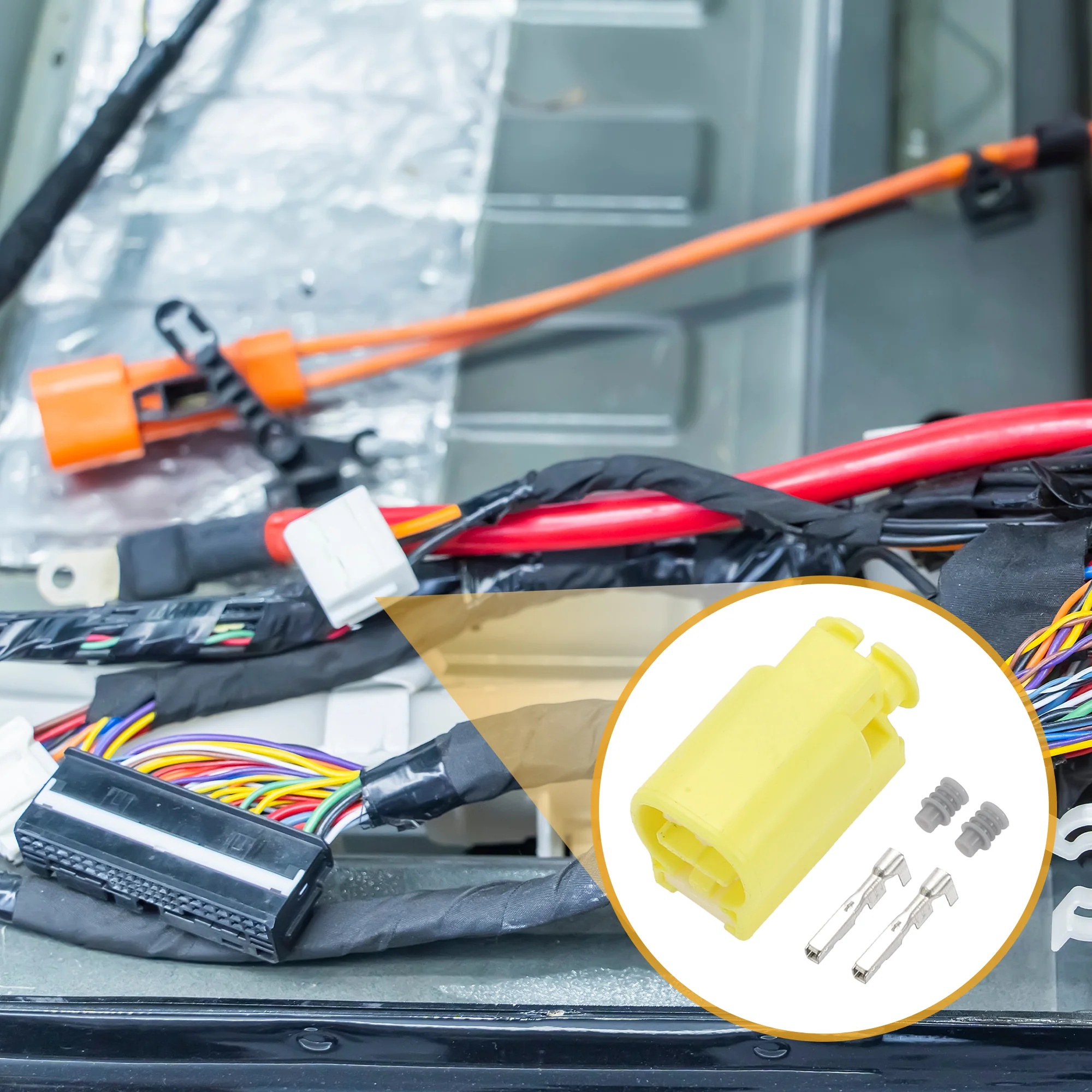 2 Pin Seat Alarm Switch Connector Plug - Car Female Wire Terminal Connector - for Nissan for Lexus Plastic Yellow - 1 Set - Image 4