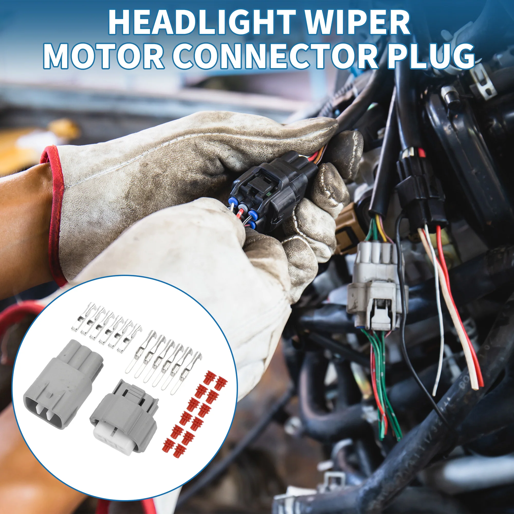6 Pin Headlight Wiper Spray Connector Plug 2.2mm Series Male Female Wire Terminal Connector for Toyota for Nissan Plastic Gray 1 Set - Image 3