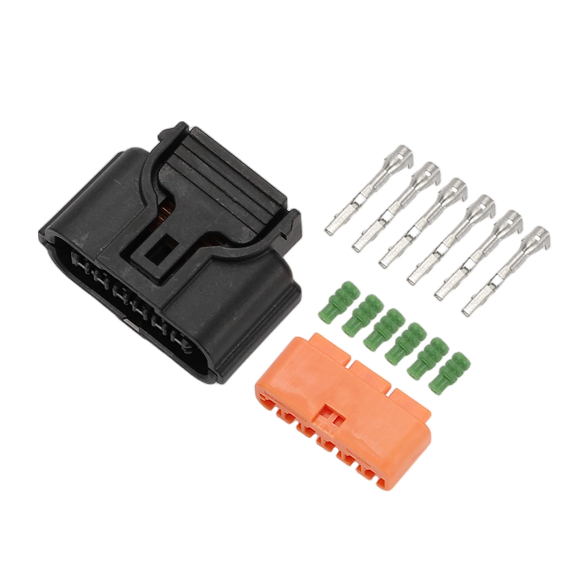 6 Pin Parking Assist Sensor Connector Plug 0.6mm Series Female Wire Terminal Connector for Hyundai for Kia Plastic Black Orange 1 Set