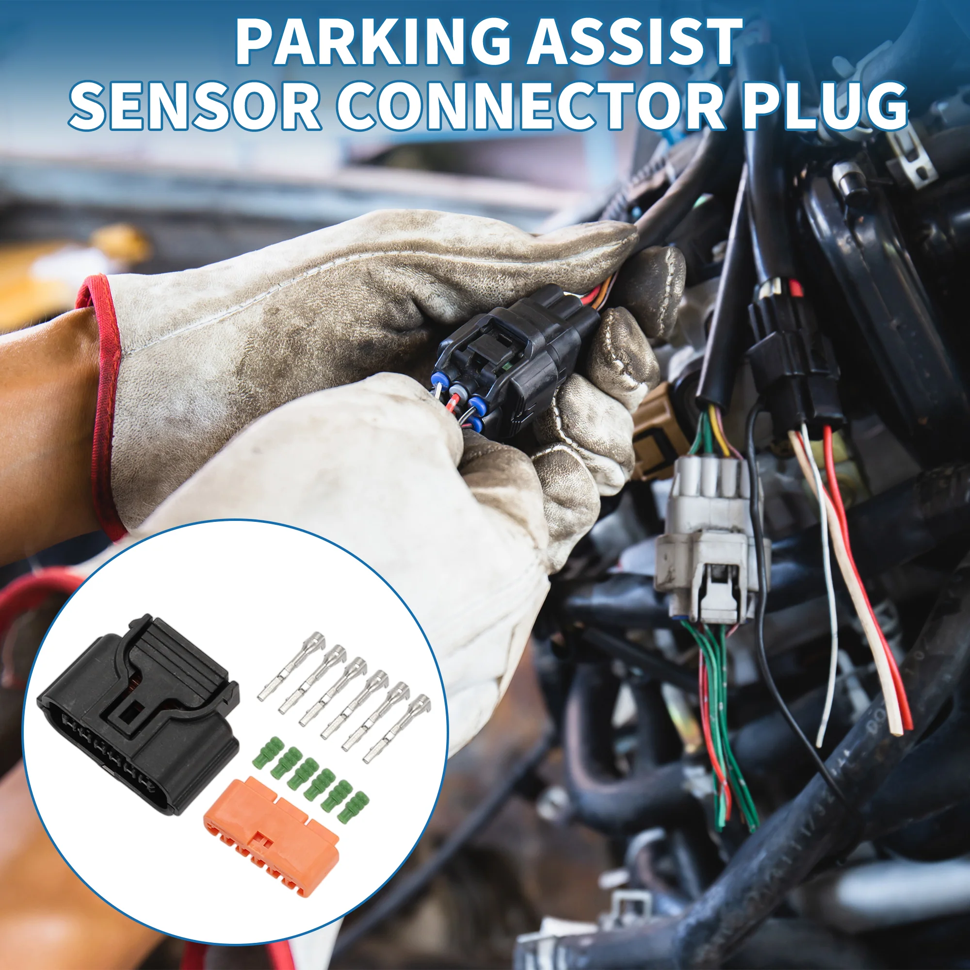 6 Pin Parking Assist Sensor Connector Plug 0.6mm Series Female Wire Terminal Connector for Hyundai for Kia Plastic Black Orange 1 Set - Image 3