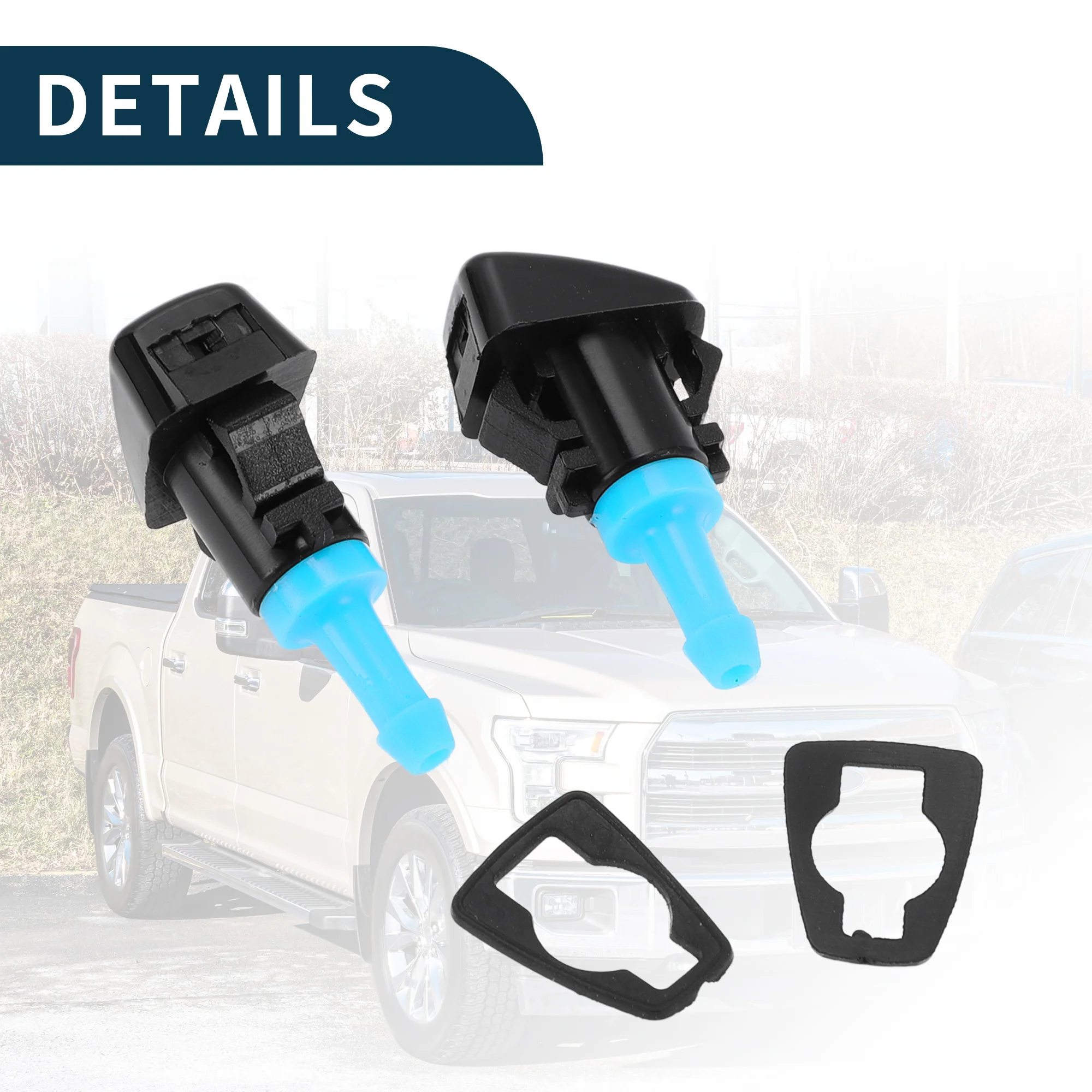 Windshield Washer Nozzle for Dodge Durango 2004-2009 Durable No.4805742AB | Front Windshield Spray Nozzles Wiper Spray Washer Jet Black ABS 2 Pcs - Image 7