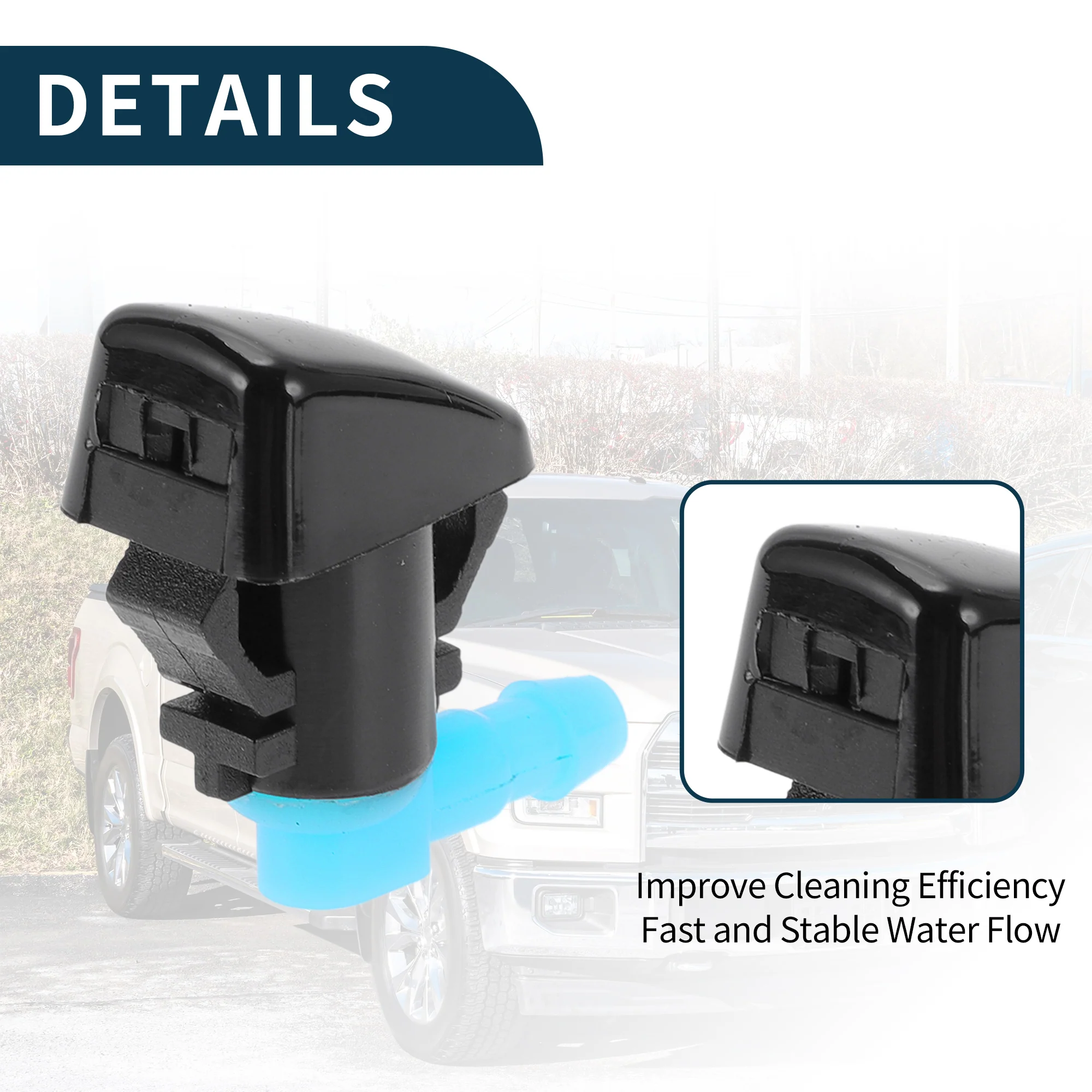 Windshield Washer Nozzle for Jeep Grand Cherokee 2005 Durable No.68260443AA| Front Windshield Spray Nozzles Wiper Spray Washer Jet Black ABS 2 Pcs - Image 5