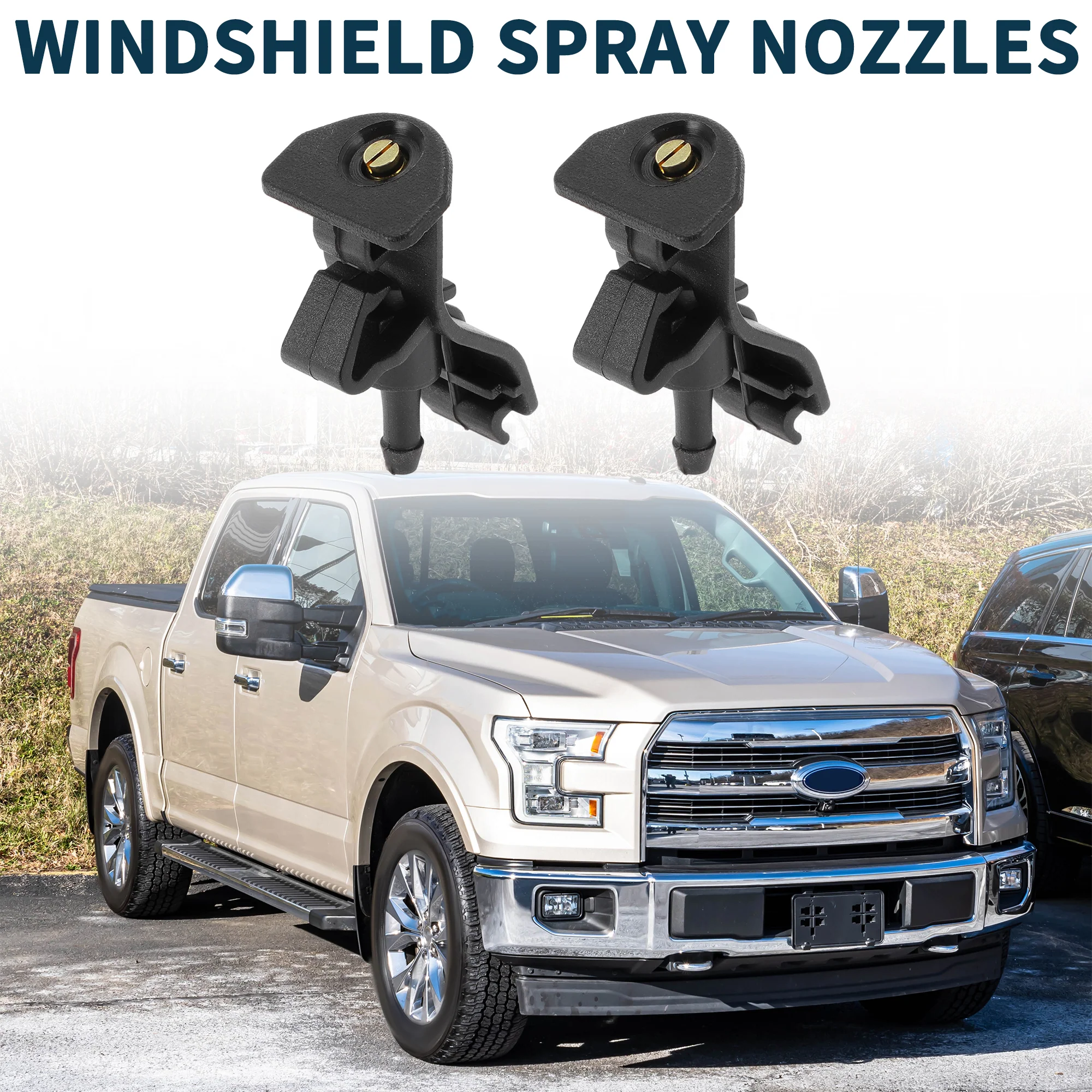 Windshield Washer Nozzle for Ford Explorer 2011-2018 Durable No.AR3Z17603A | Front Windshield Spray Nozzles Wiper Spray Washer Jet Black ABS 2 Pcs - Image 4