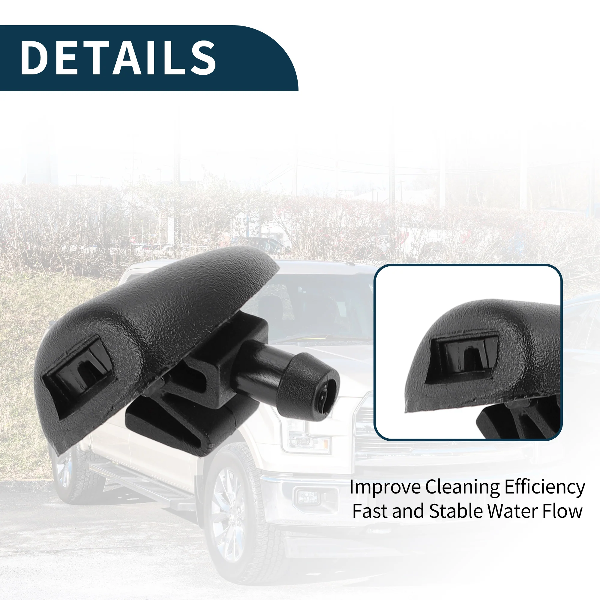 Windshield Washer Nozzle for Peugeot 206 1998-2020 Durable No.6438W2 | Front Windshield Spray Nozzles Wiper Spray Washer Jet Black ABS 2 Pcs - Image 5