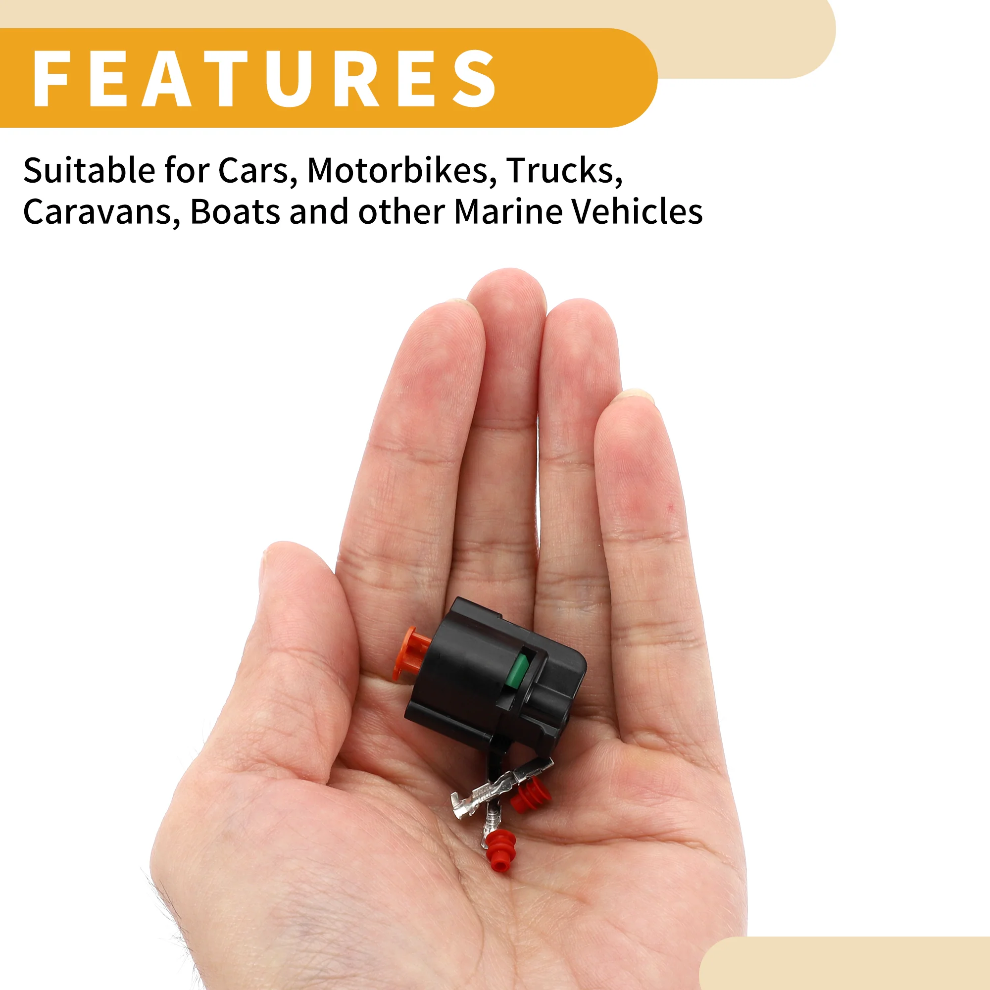2 Pin Front Indicator Lights Connector Plug Car Female Wire Terminal Connector for Kawasaki Plastic Tin-Plated Copper Black - 1 Set - Image 7
