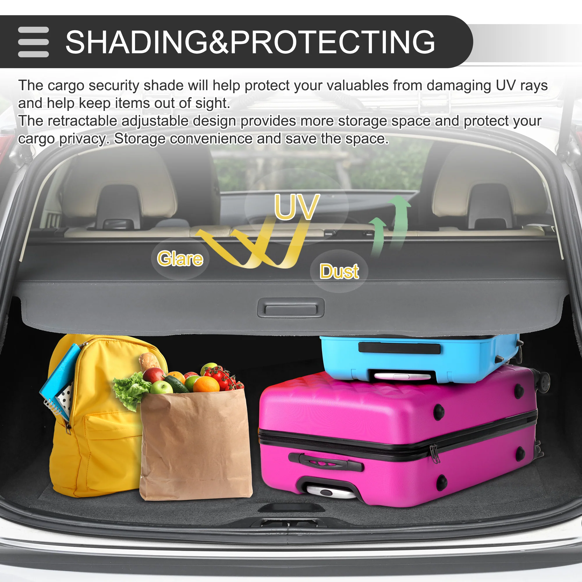 Retractable Cargo Cover for Lexus NX NX250 NX350 NX350h 2023 2024 Gloss Black - Image 2